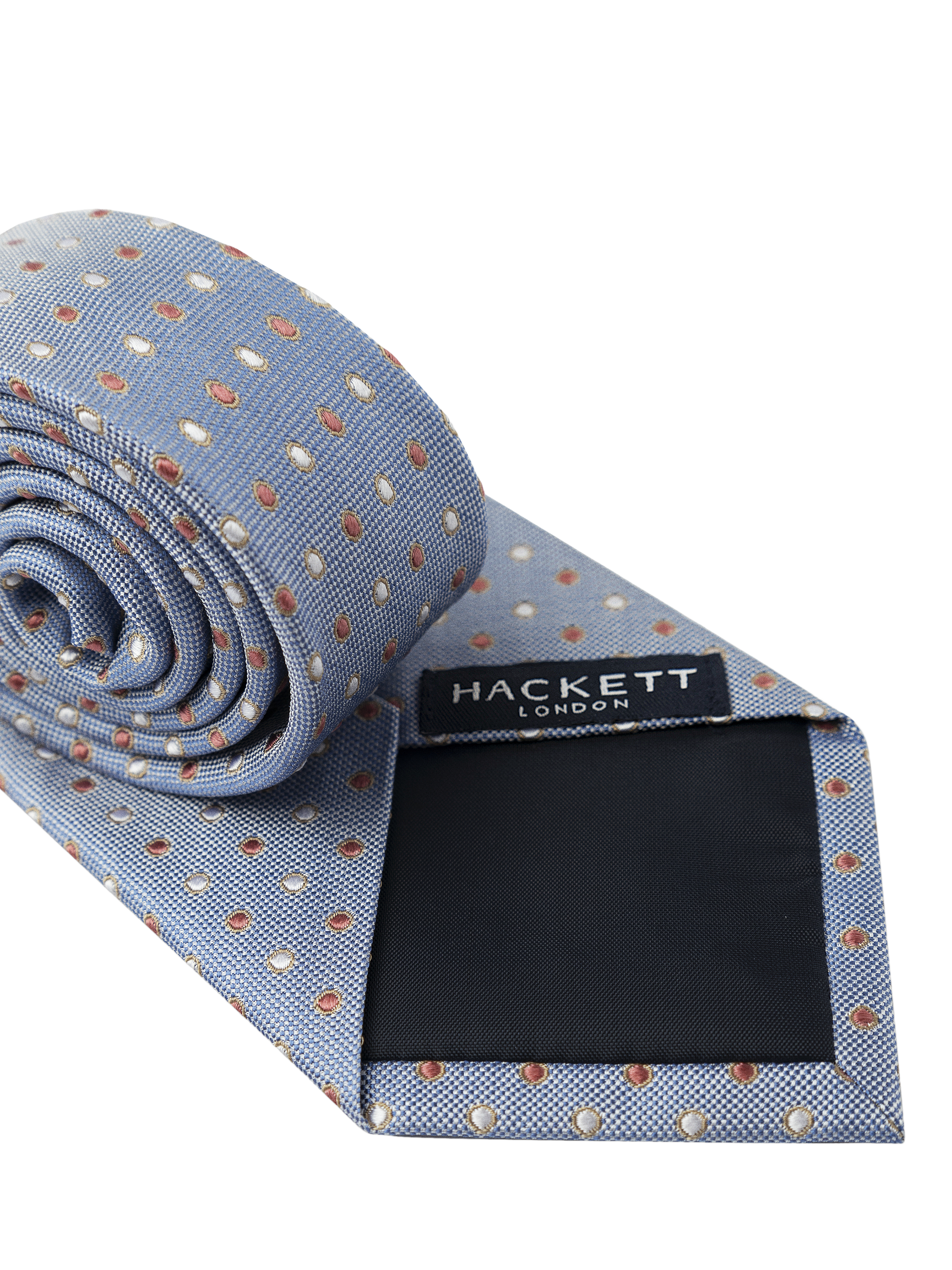Product image 2 of 4, which shows Hackett London Silk Oxford Dot Tie, Sky Blue
