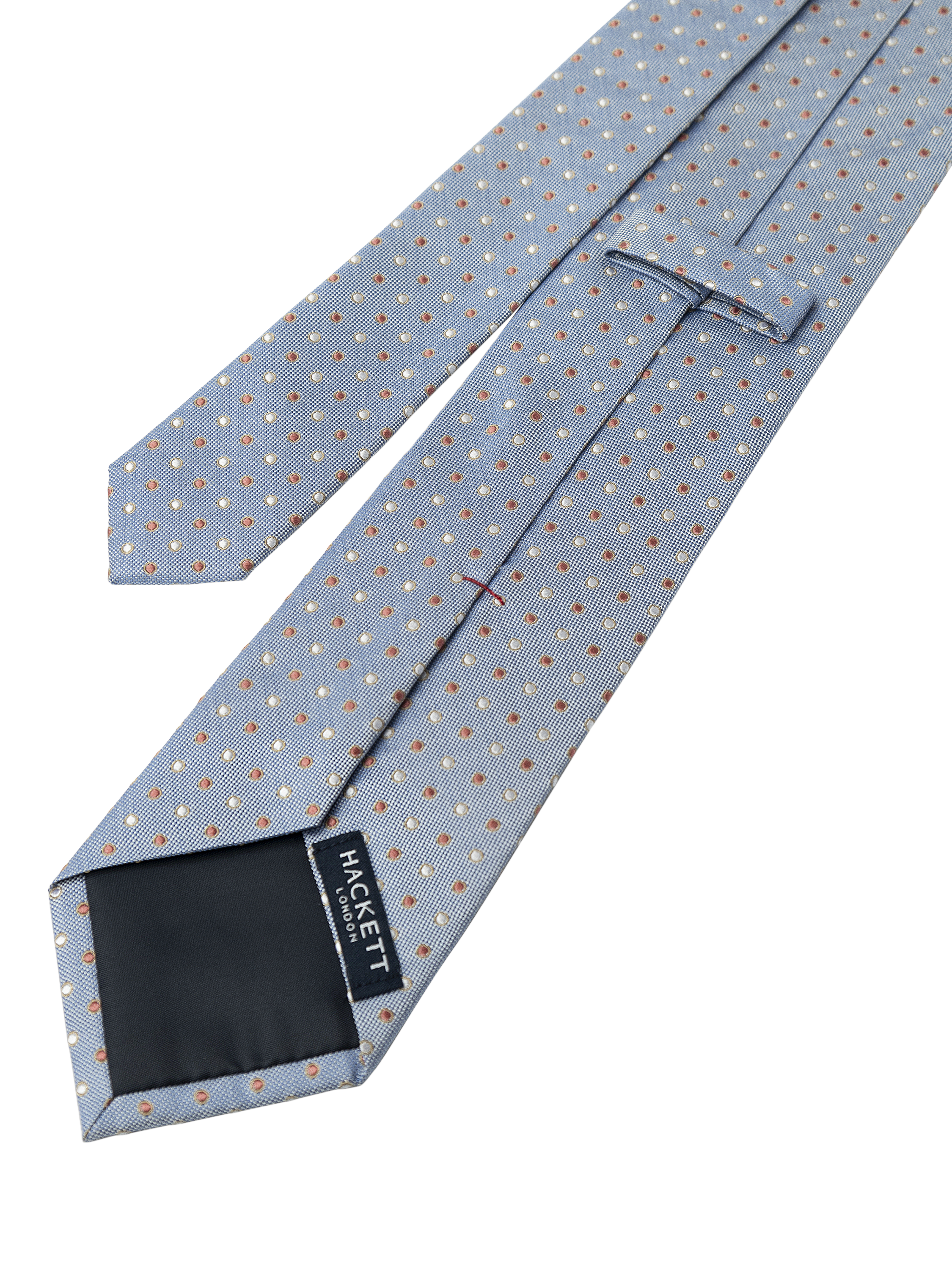 Product image 3 of 4, which shows Hackett London Silk Oxford Dot Tie, Sky Blue