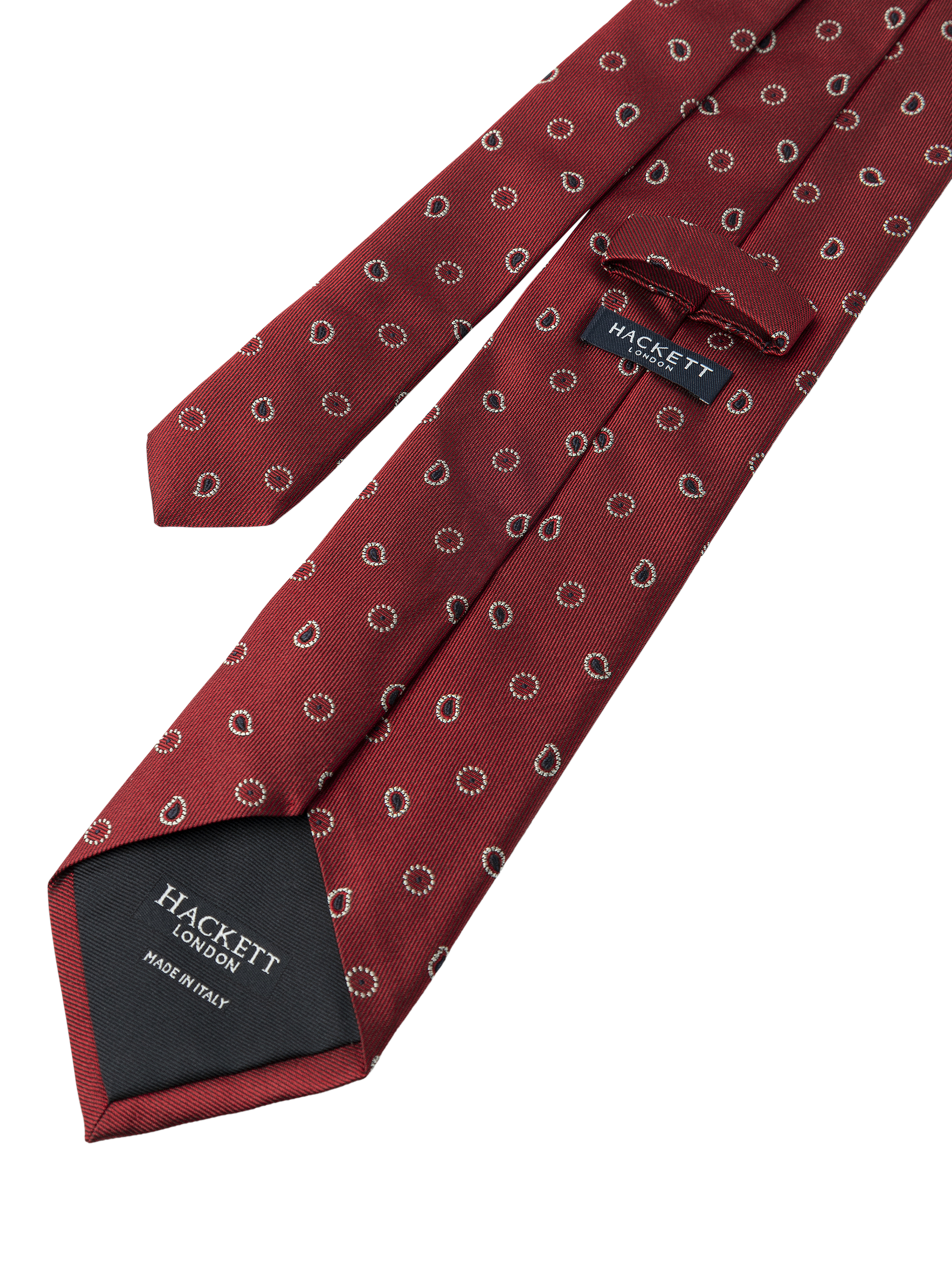 Product image 3 of 4, which shows Hackett London Silk Paisley Tie, Red