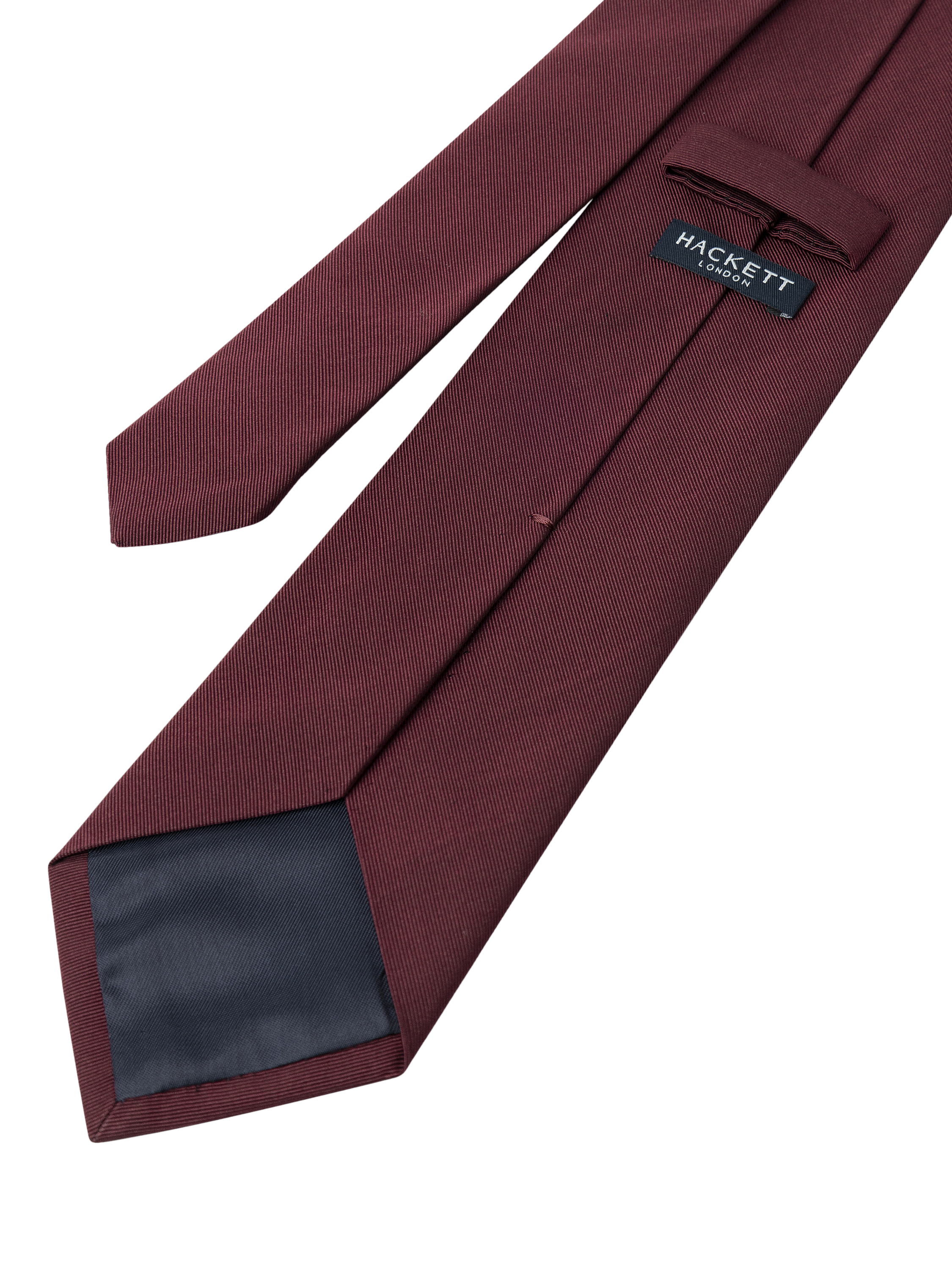 Product image 3 of 4, which shows Hackett London Silk & Cotton Blend Tie, Ruby Wine Red