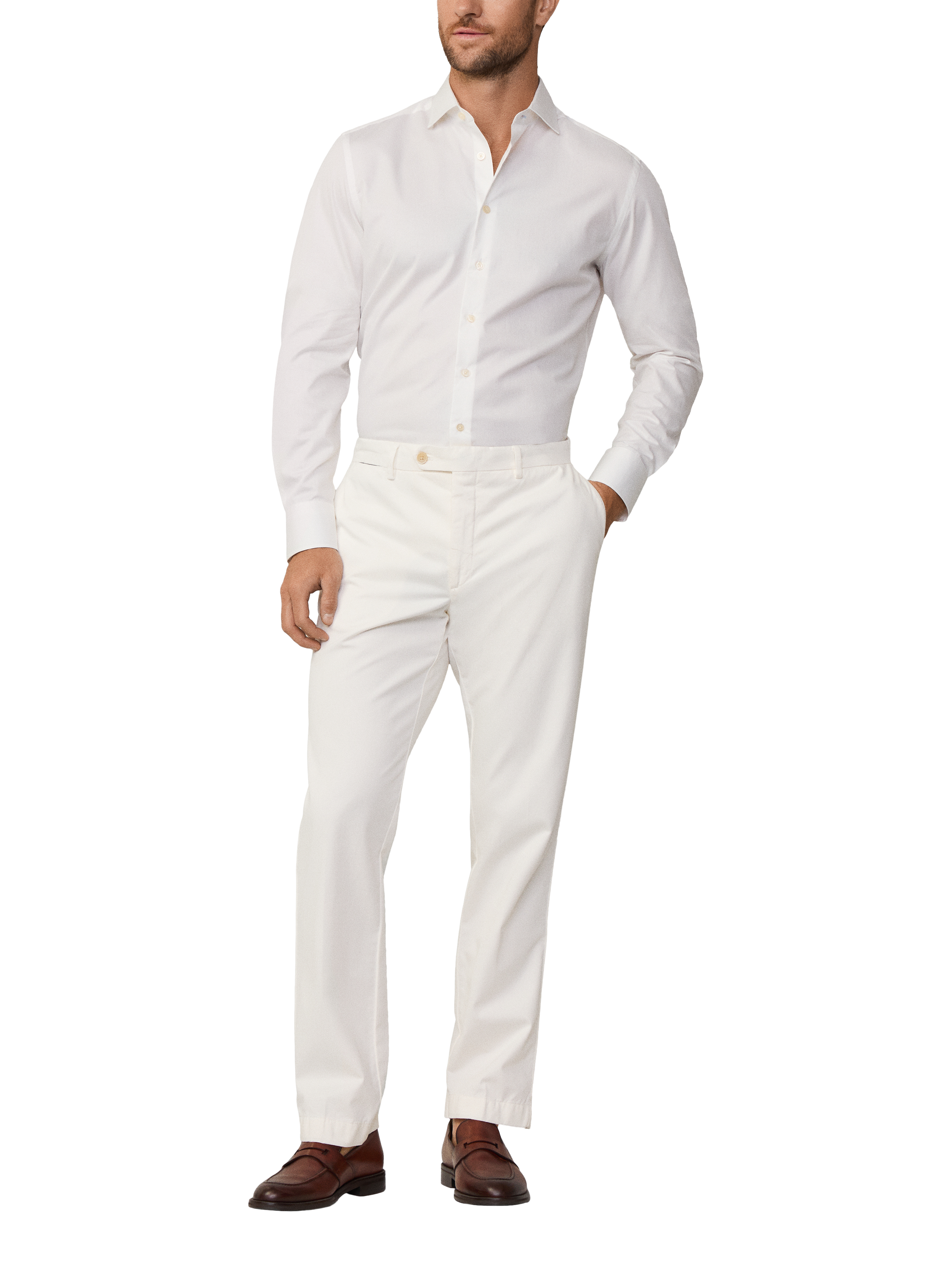 Product image 1 of 7, which shows Hackett London Classic Fit Sanderson Chinos, Off White, 28R