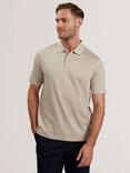 Ted Baker Auguso Cotton Regular Fit Short Sleeve Polo Shirt, Ecru