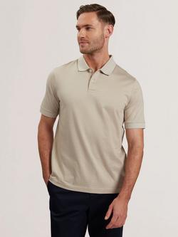 Ted Baker Auguso Cotton Regular Fit Short Sleeve Polo Shirt, Ecru, Ecru