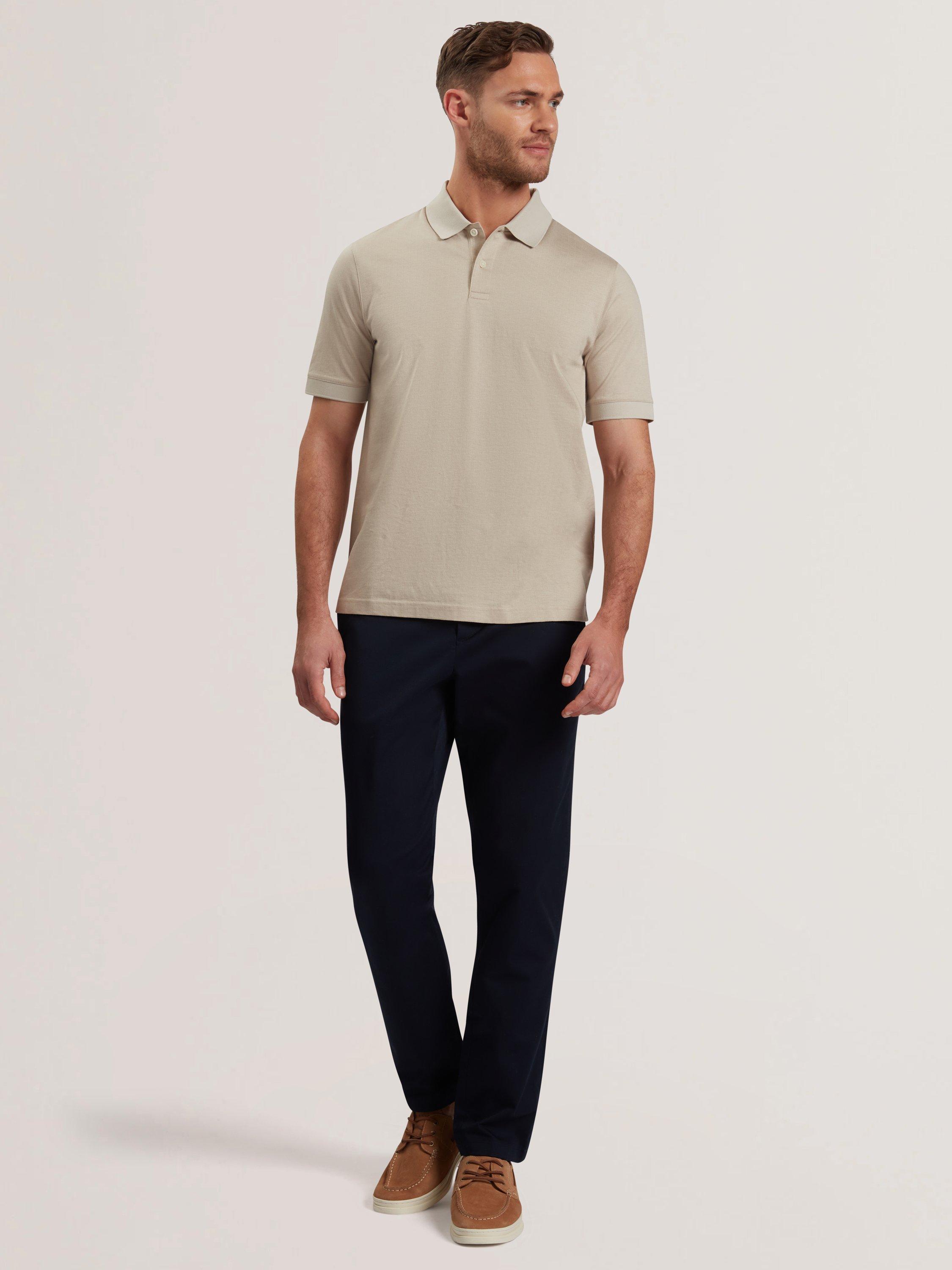 Product image 3 of 6, which shows Ted Baker Auguso Cotton Regular Fit Short Sleeve Polo Shirt, Ecru, L