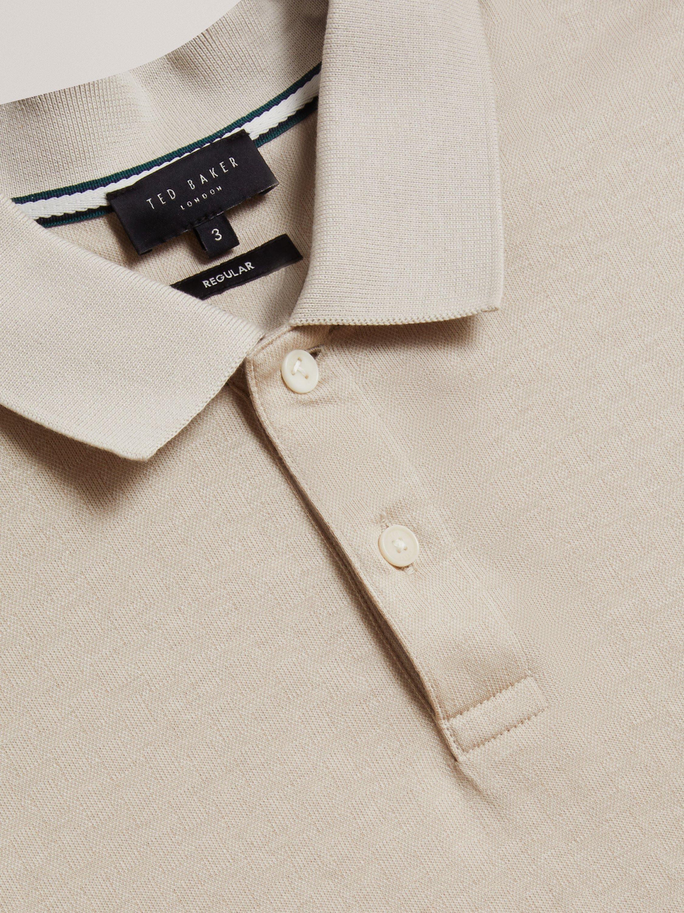 Product image 5 of 6, which shows Ted Baker Auguso Cotton Regular Fit Short Sleeve Polo Shirt, Ecru, L