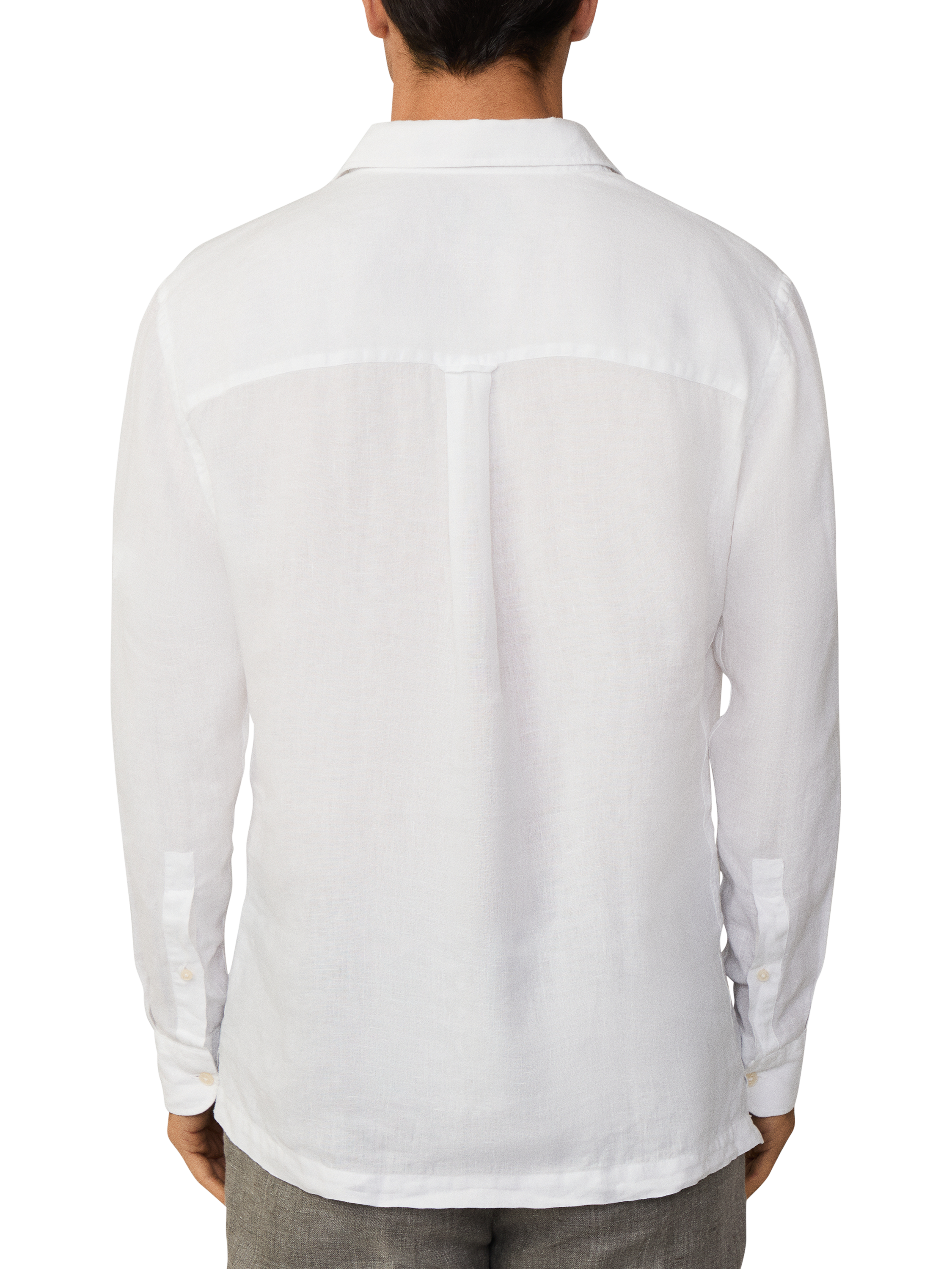 Product image 3 of 7, which shows Hackett London Linen Regular Fit Half-Placket Shirt, Optic White, XS