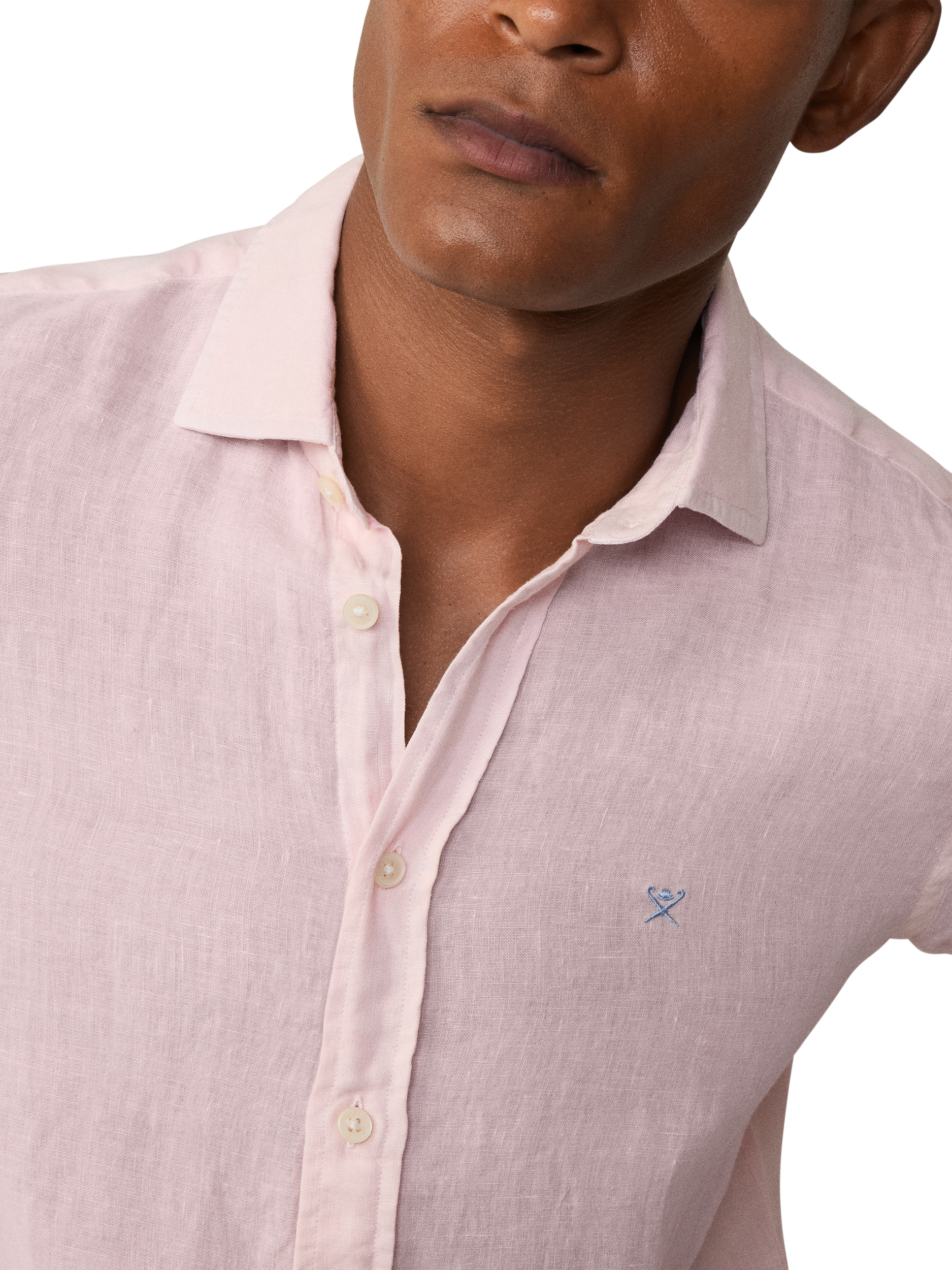 Product image 4 of 7, which shows Hackett London Linen Tailored Fit Garment-Dyed Shirt, Summer Pink, XS