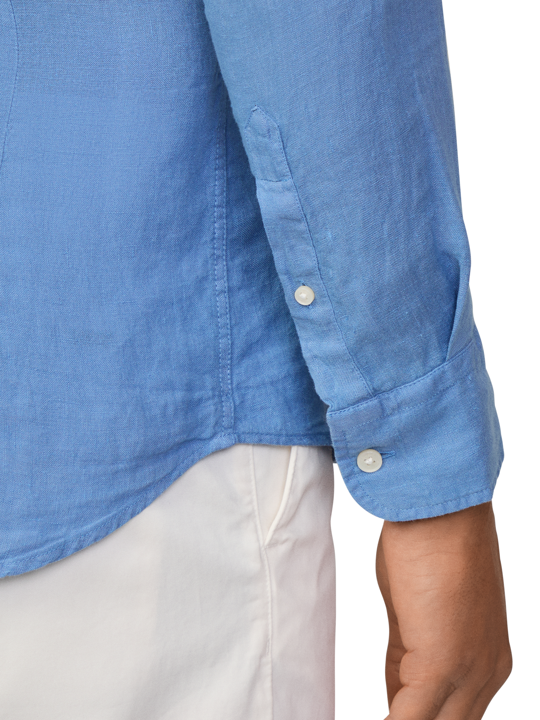 Product image 5 of 7, which shows Hackett London Linen Tailored Fit Garment-Dyed Shirt, Sea Blue, XS
