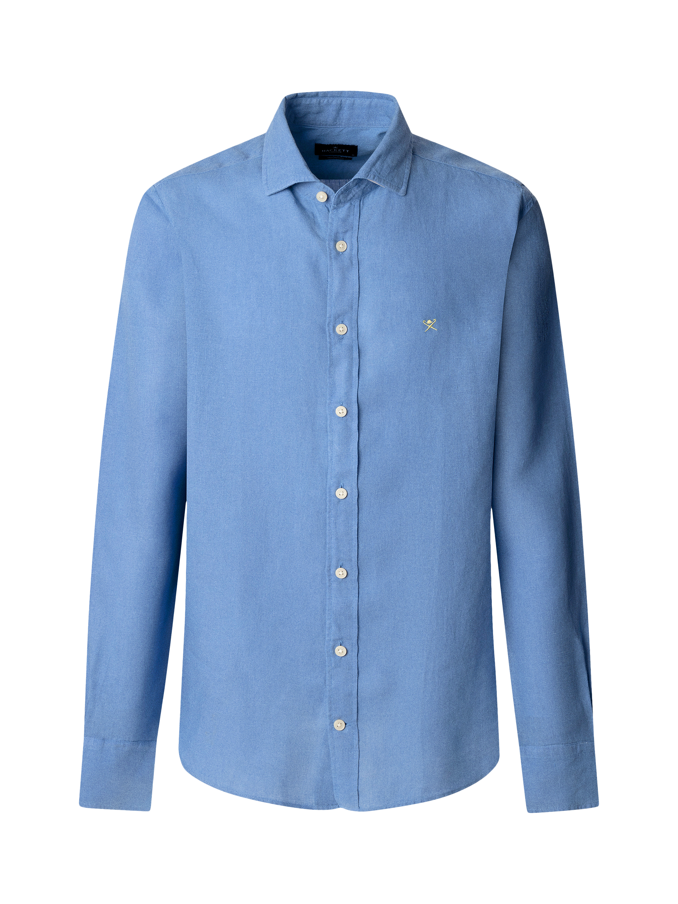 Product image 6 of 7, which shows Hackett London Linen Tailored Fit Garment-Dyed Shirt, Sea Blue, XS