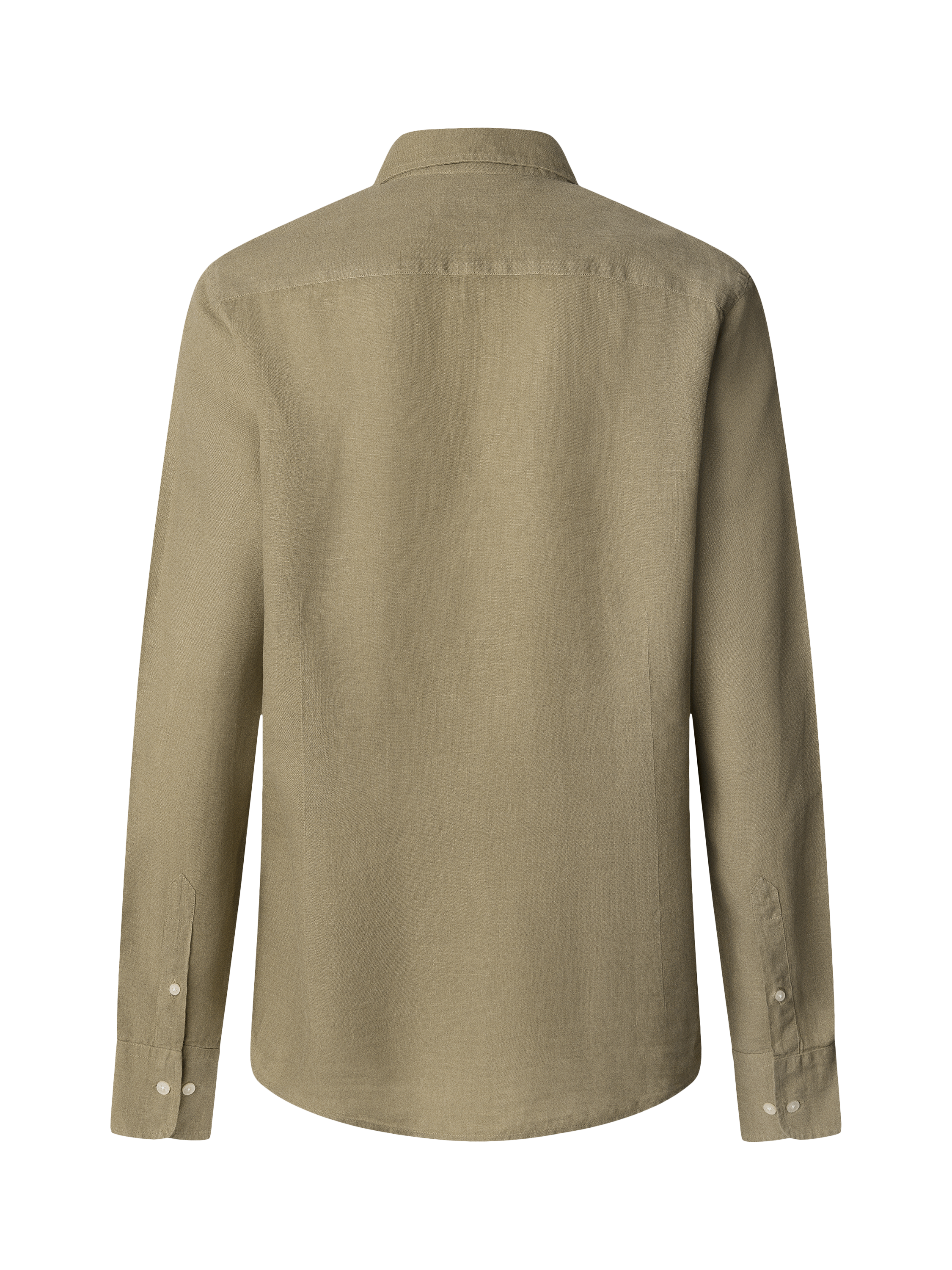 Product image 7 of 7, which shows Hackett London Linen Tailored Fit Garment-Dyed Shirt, Light Khaki Green, XS