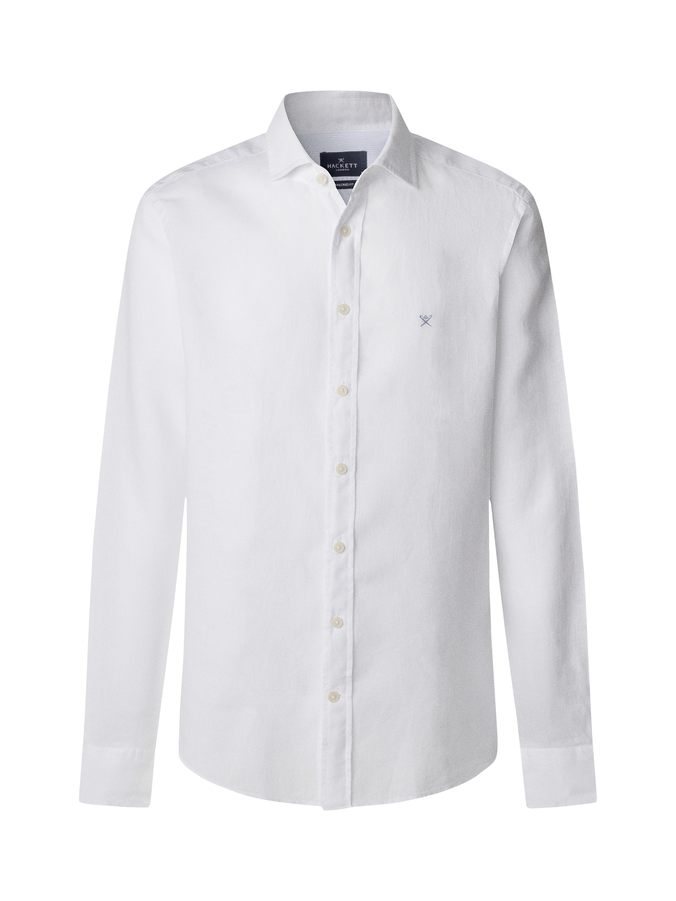 Product image 6 of 7, which shows Hackett London Linen Tailored Fit Garment-Dyed Shirt, Optic White, XS