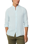 Hackett London Linen Tailored Fit Porter Grandad Collar Shirt, Ice Blue