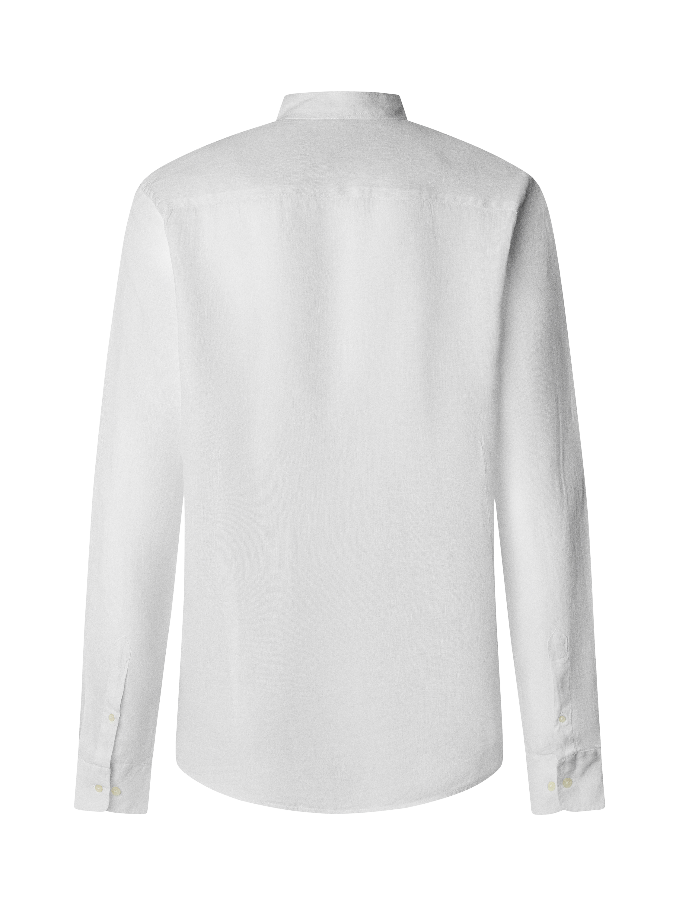 Product image 7 of 7, which shows Hackett London Linen Tailored Fit Porter Grandad Collar Shirt, Optic White, XS