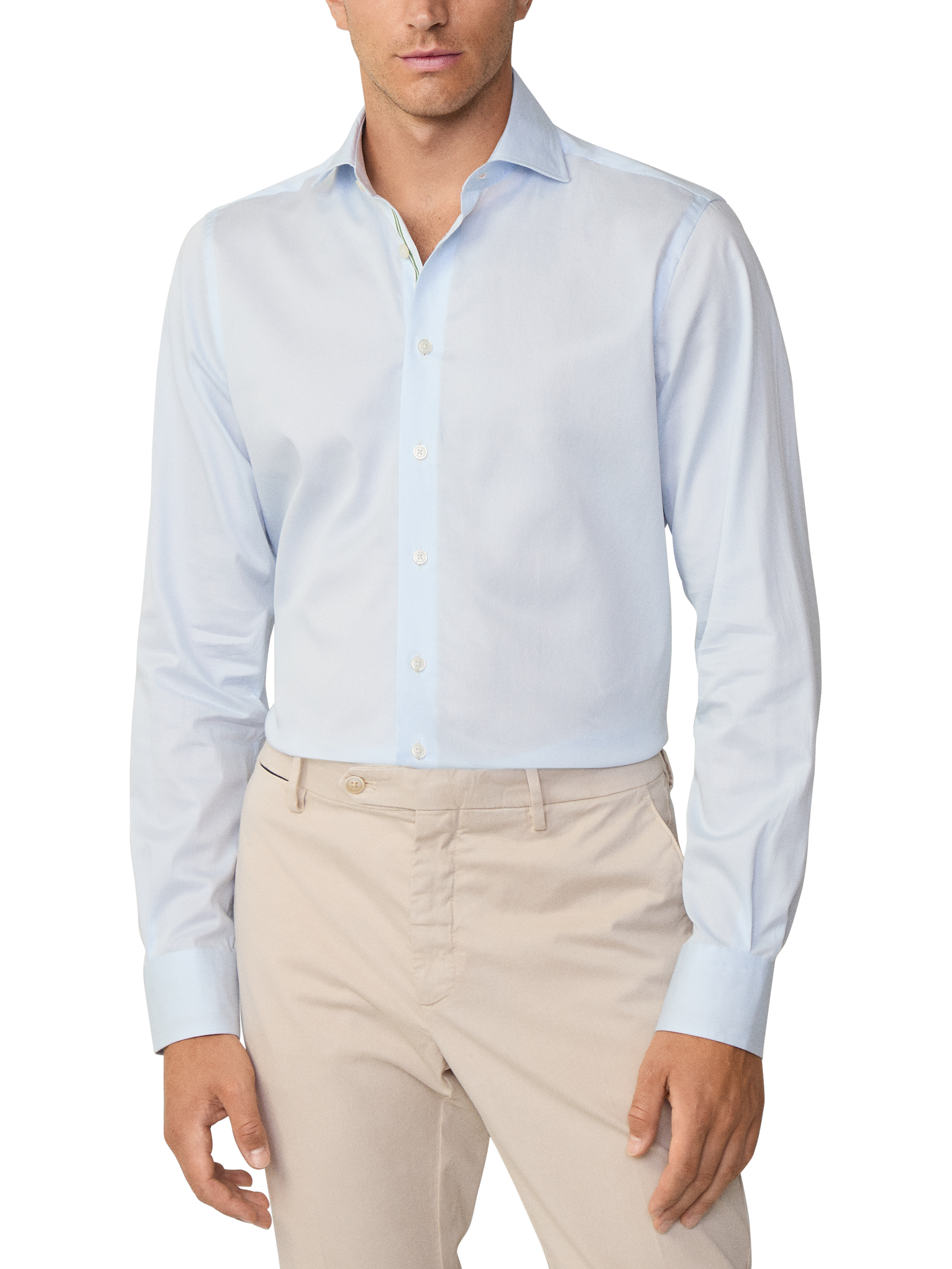 Product image 2 of 7, which shows Hackett London Cotton Classic Fit Kent Cutaway Shirt, Sky Blue, XXL