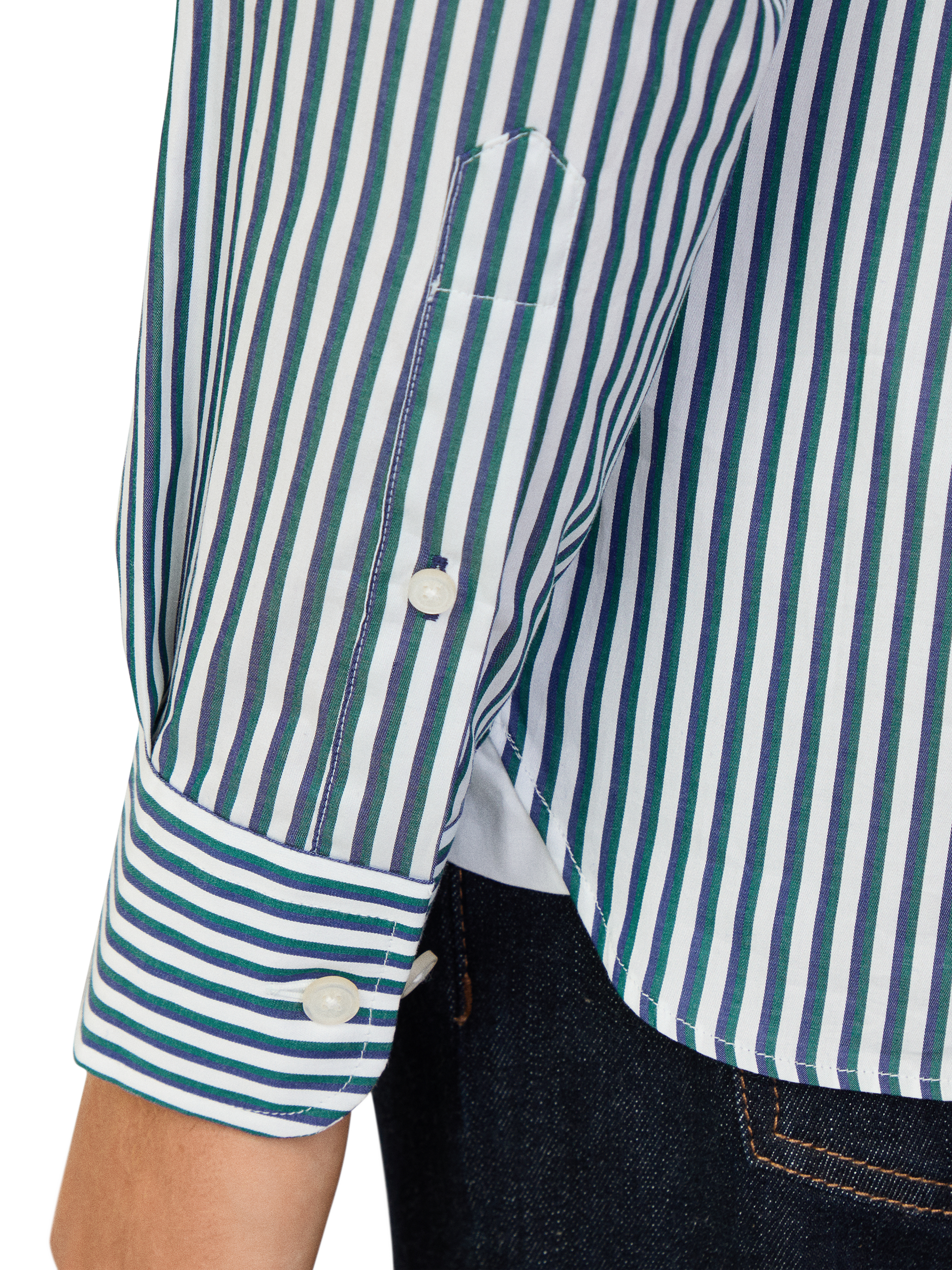 Product image 5 of 7, which shows Hackett London Cotton Classic Fit Kent Cutaway Stripe Shirt, Ivy Green/White, XL