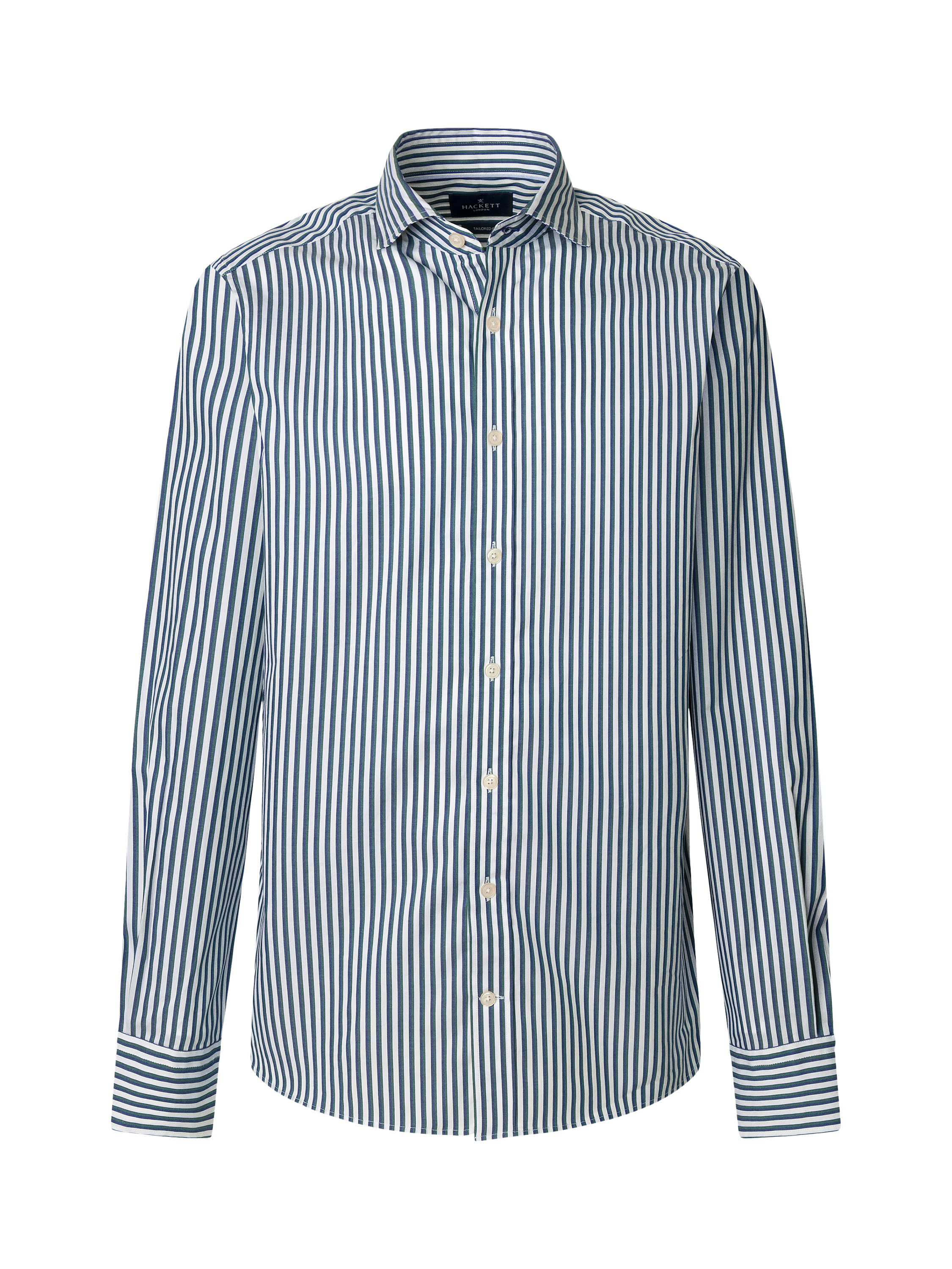 Product image 6 of 7, which shows Hackett London Cotton Classic Fit Kent Cutaway Stripe Shirt, Ivy Green/White, XL