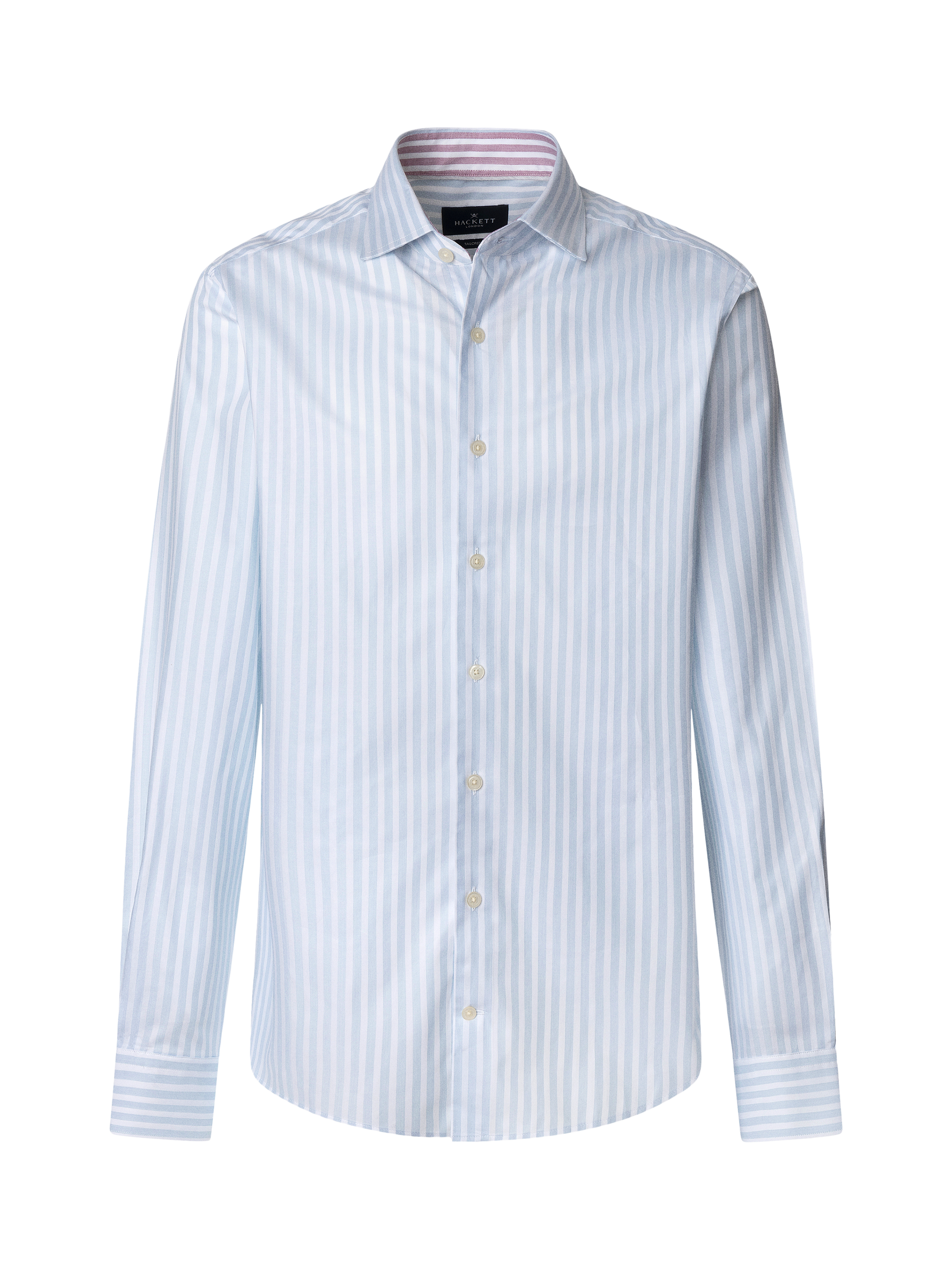 Product image 6 of 7, which shows Hackett London Cotton Tailored Fit Bengal Stripe Shirt, Sky Blue, XXL