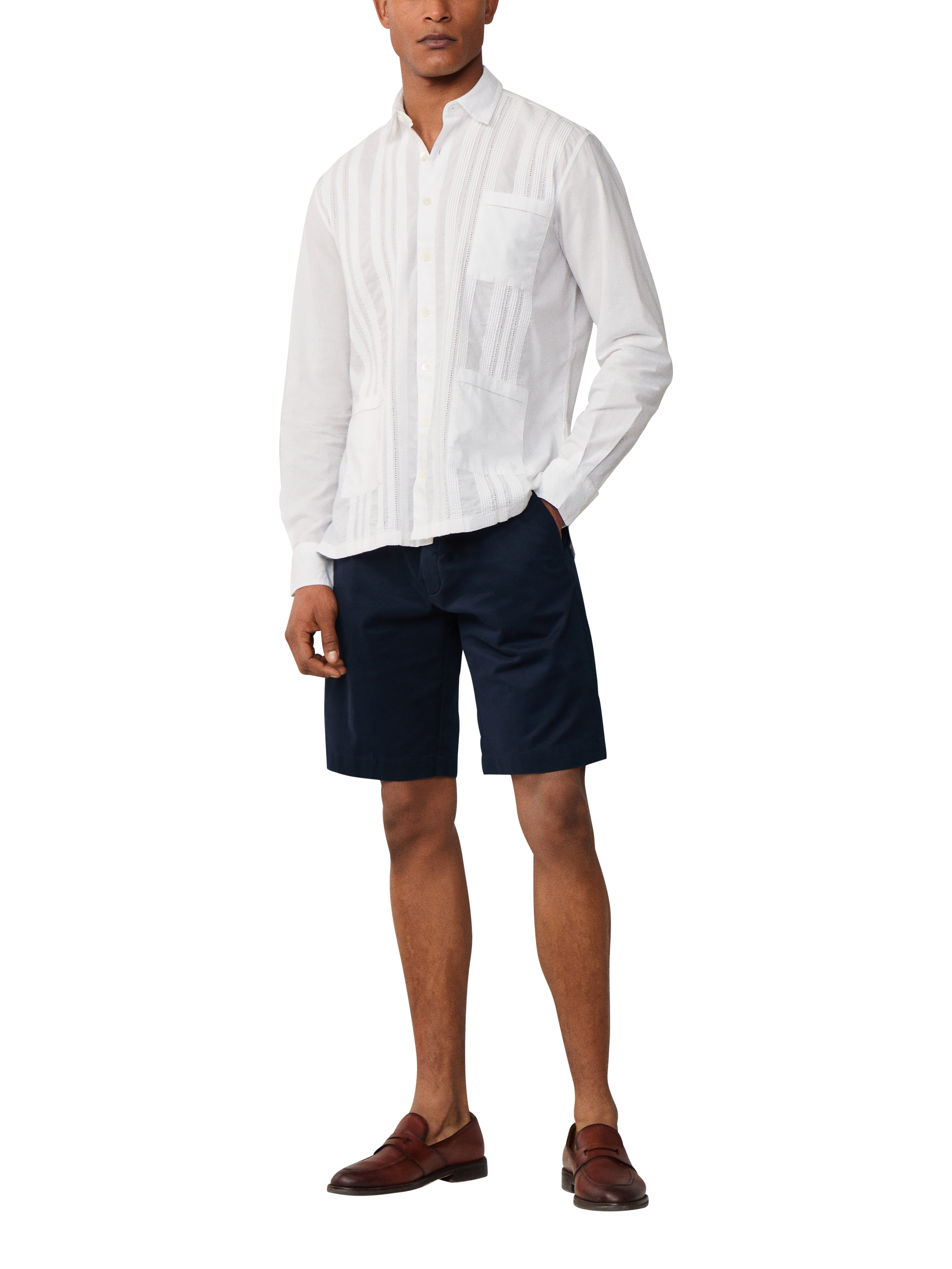 Product image 2 of 7, which shows Hackett London Classic Fit Guayabera Shirt, Optic White, XXL