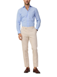 Hackett London Linen Blend Knightsbridge Cutaway Collar Tailored Fit Stripe Shirt, Sky Blue