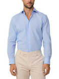 Hackett London Linen Blend Knightsbridge Cutaway Collar Tailored Fit Stripe Shirt, Sky Blue