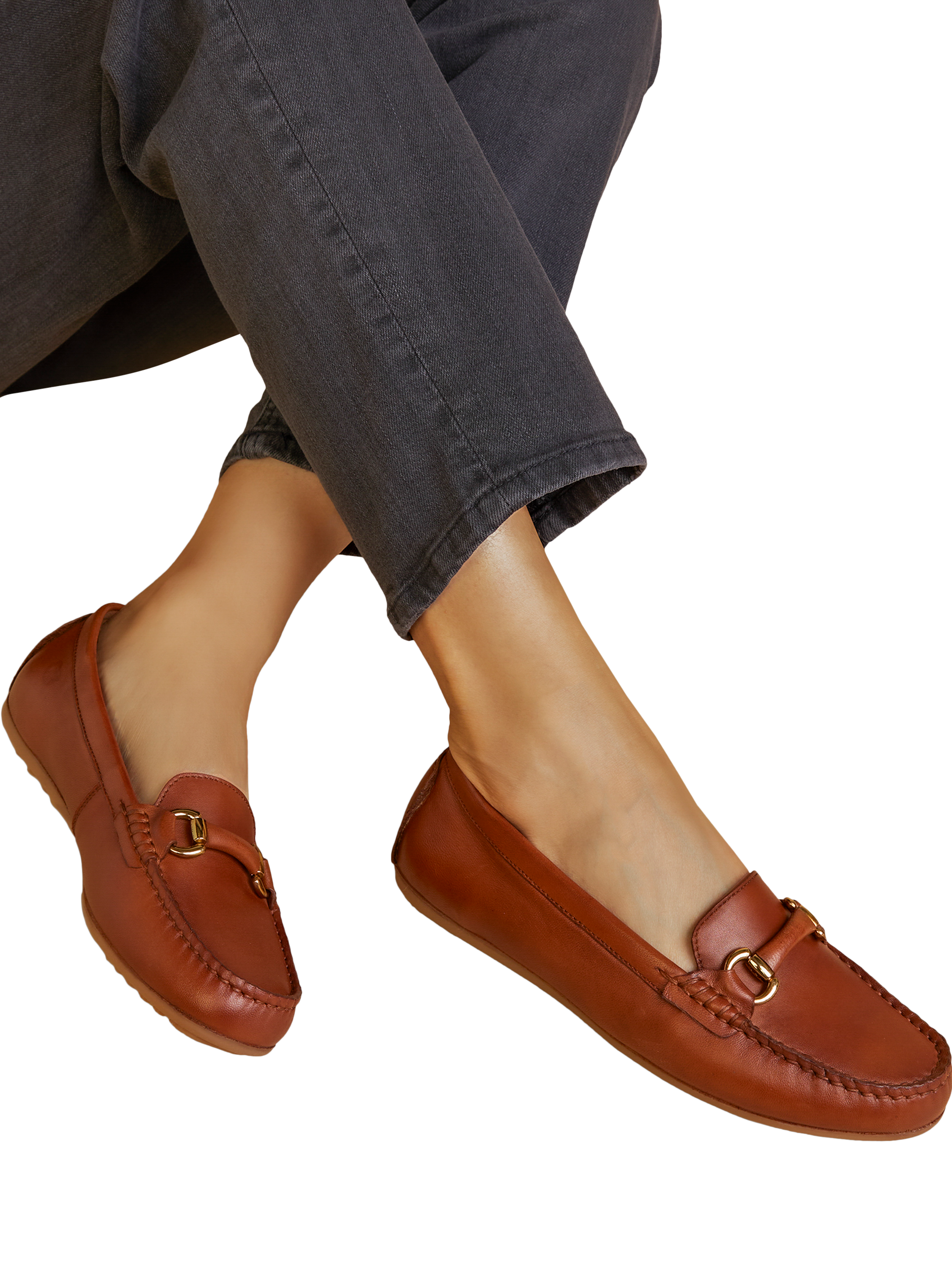 Product image 2 of 5, which shows Jones Bootmaker Athikia Leather Loafers, Tan, 3