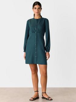 Whistles Button Front Flippy Mini Dress, Teal, Teal