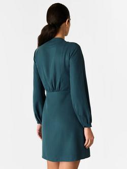 Whistles Button Front Flippy Mini Dress, Teal - view 2, Teal