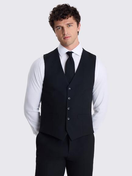 Moss Tailored Fit Stretch Suit Waistcoat, Black