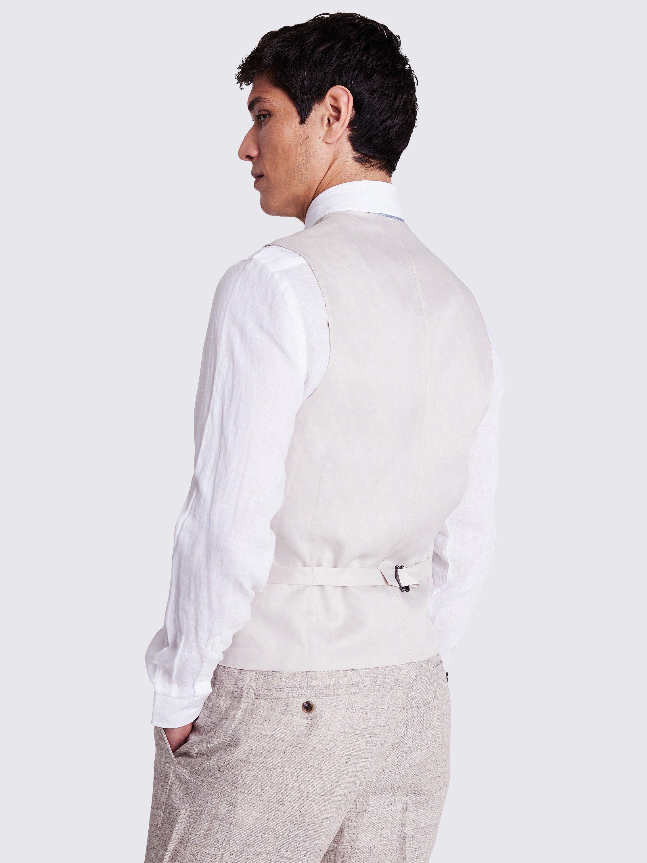 Product image 2 of 3, which shows Moss Tailored Fit Linen Waistcoat, Beige, 36R