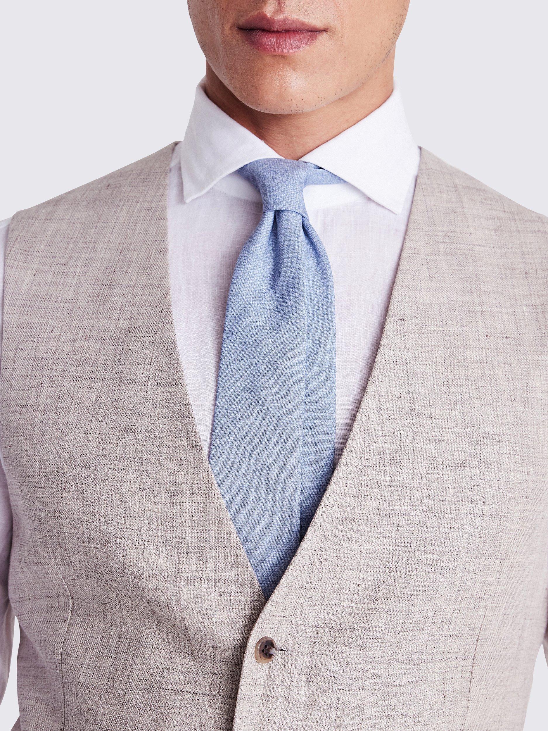 Product image 3 of 3, which shows Moss Tailored Fit Linen Waistcoat, Beige, 36R