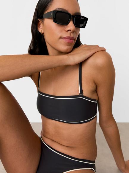 Whistles Piper Contrast Bikini Bottoms, Black/White - view 2, Black/White