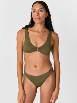 Whistles Textured Ring Detail Bikini Top, Khaki, Khaki
