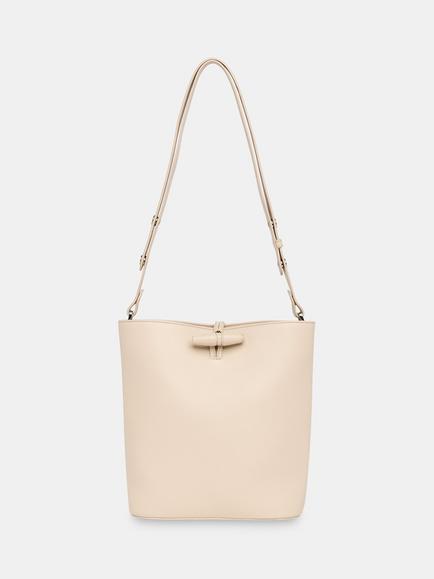 Whistles Cleo Toggle Leather Bucket Bag, Black, Ivory