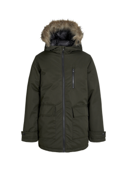 Jack & Jones Kids' Charlie Waterproof Faux Fur Trim Jacket, Rosin, Rosin