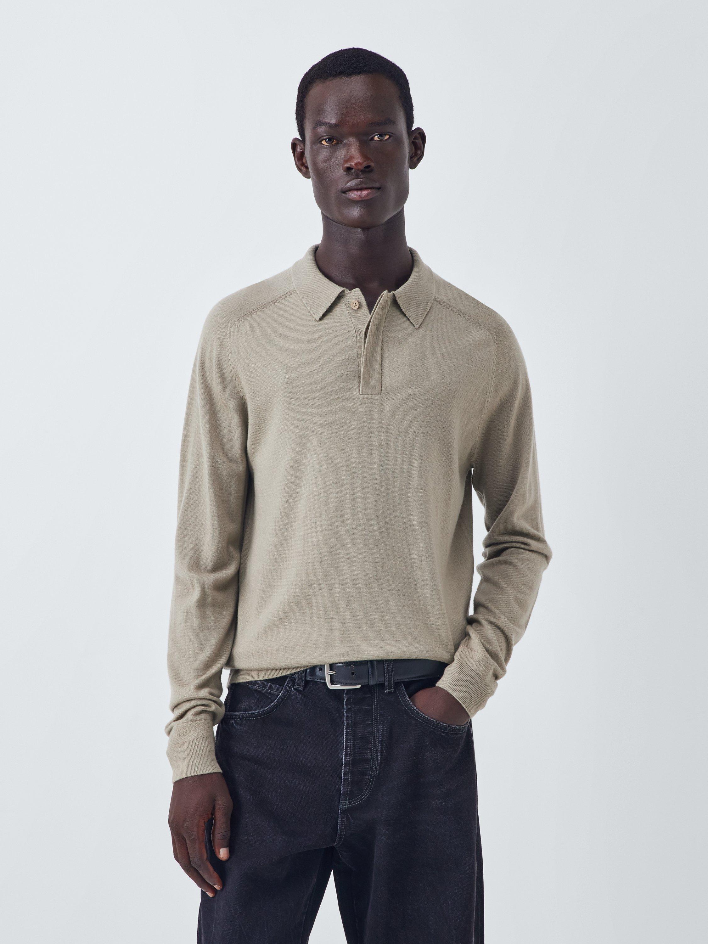 Product image 1 of 6, which shows Kin Merino Wool Polo Neck Jumper, Laurel Oak, S