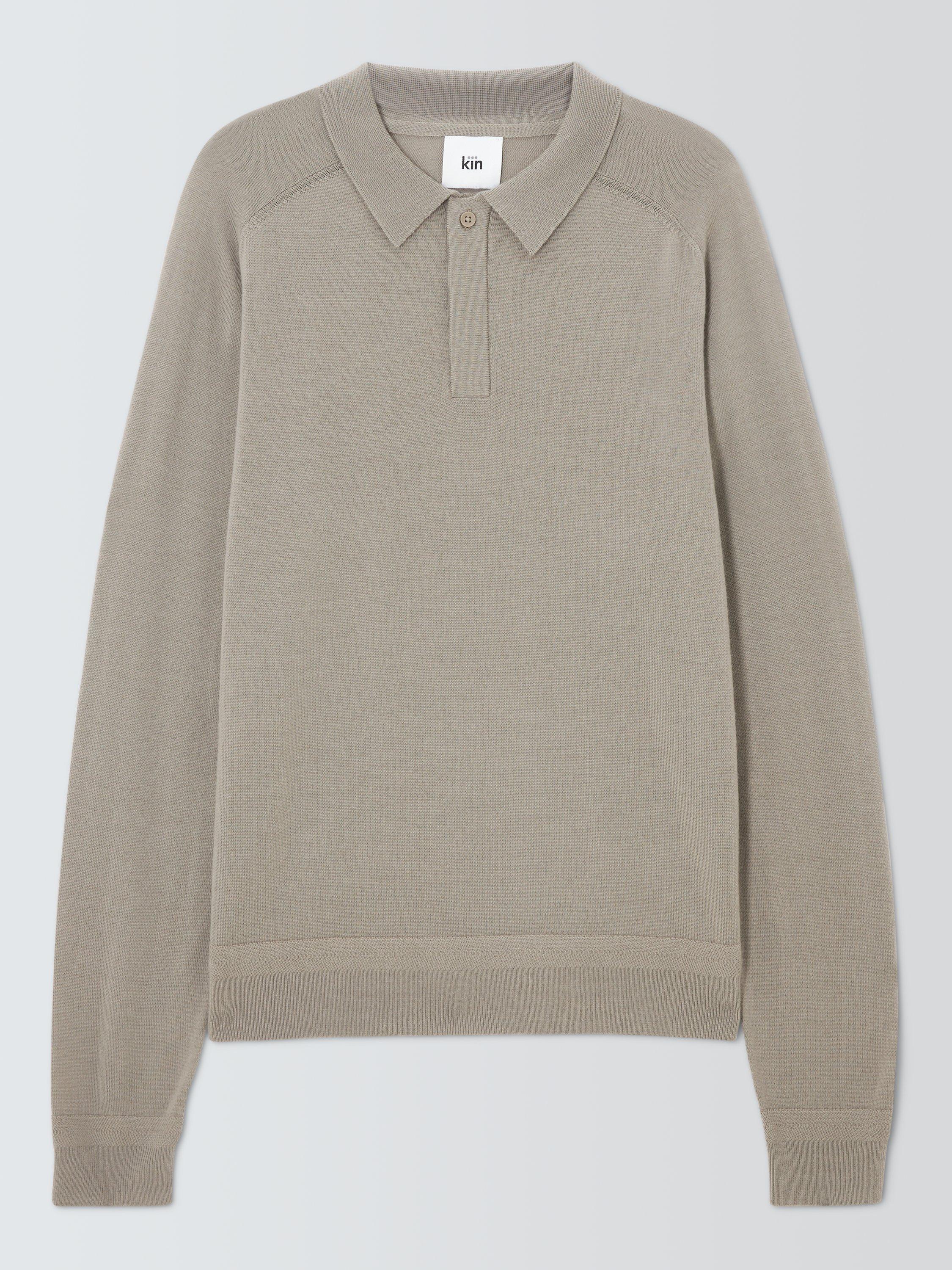 Product image 3 of 6, which shows Kin Merino Wool Polo Neck Jumper, Laurel Oak, S