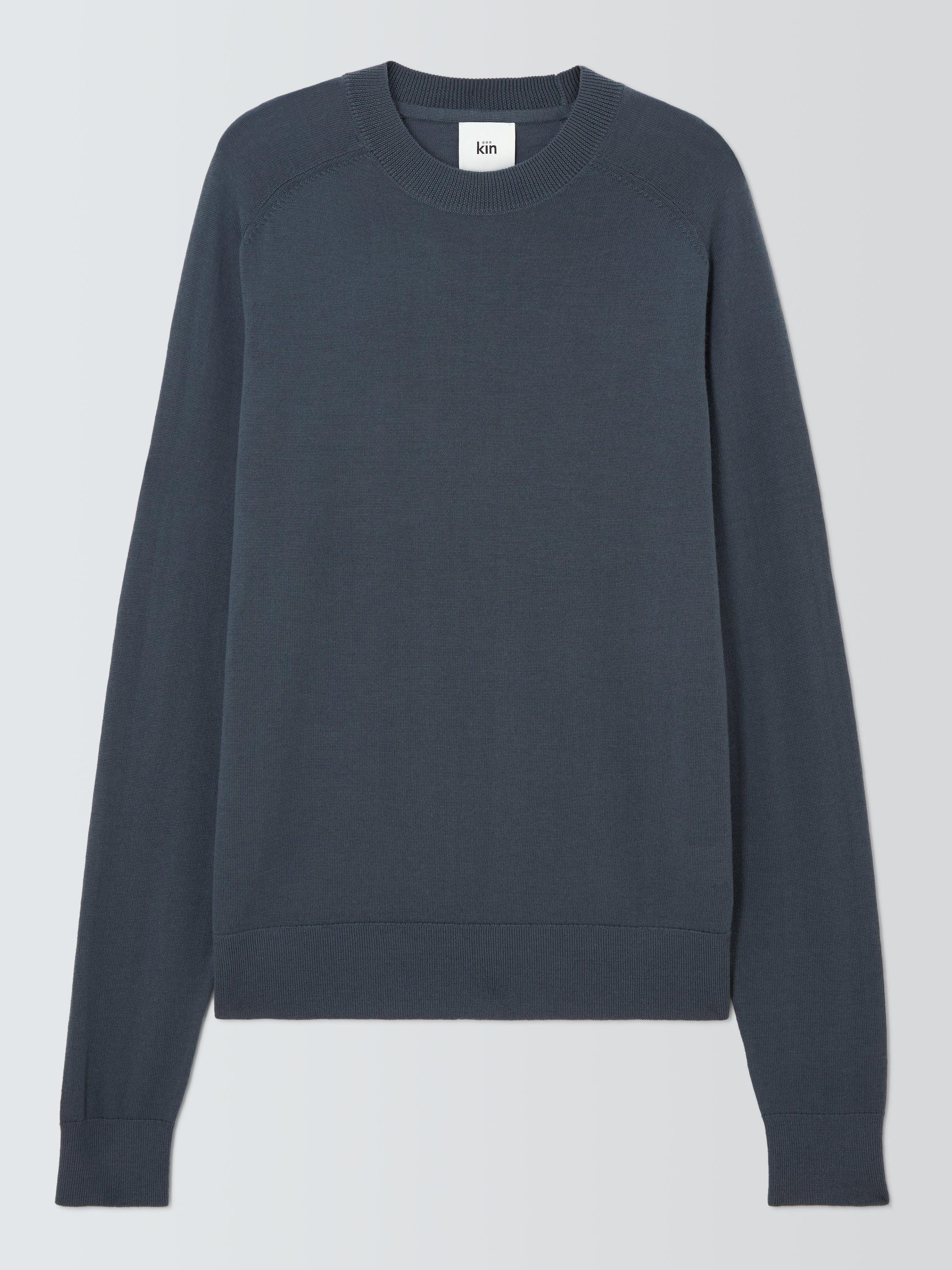 Product image 4 of 6, which shows Kin Merino Wool Saddle Neck Jumper, Slate Blue, S