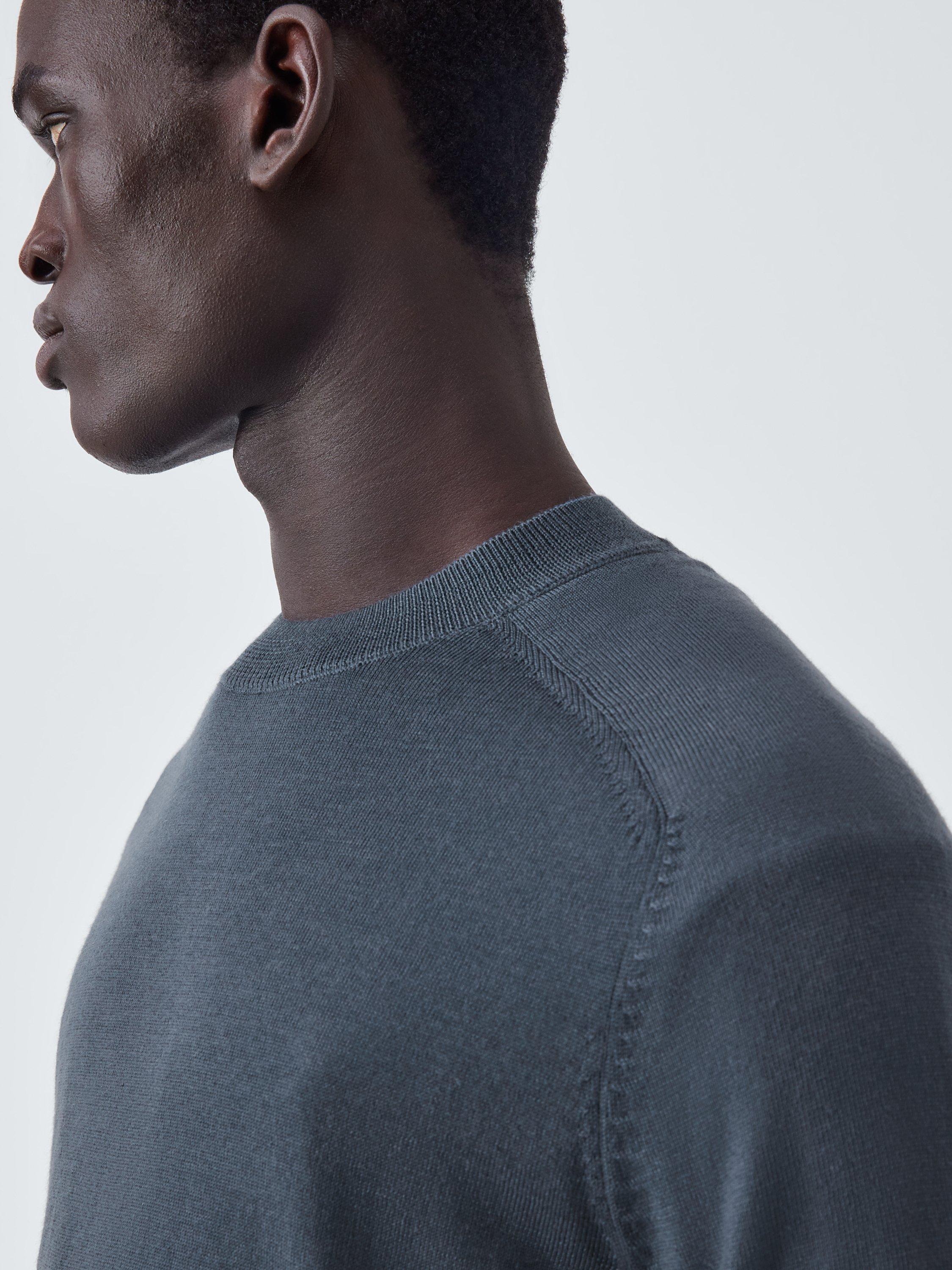 Product image 5 of 6, which shows Kin Merino Wool Saddle Neck Jumper, Slate Blue, S