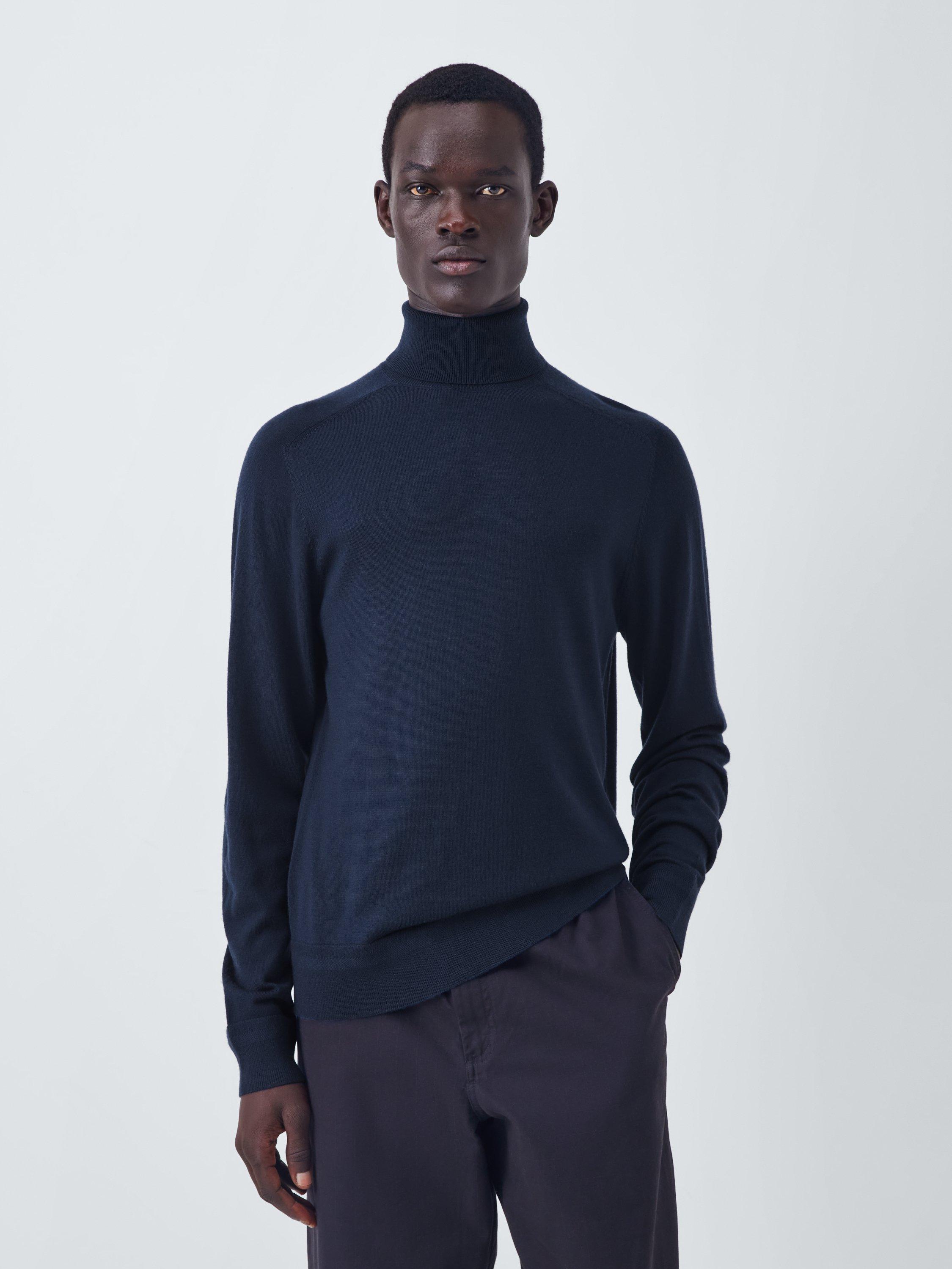 Product image 1 of 6, which shows Kin Merino Wool Roll Neck Jumper, Dark Sapphire, S