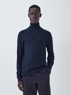 Kin Merino Wool Roll Neck Jumper, Dark Sapphire