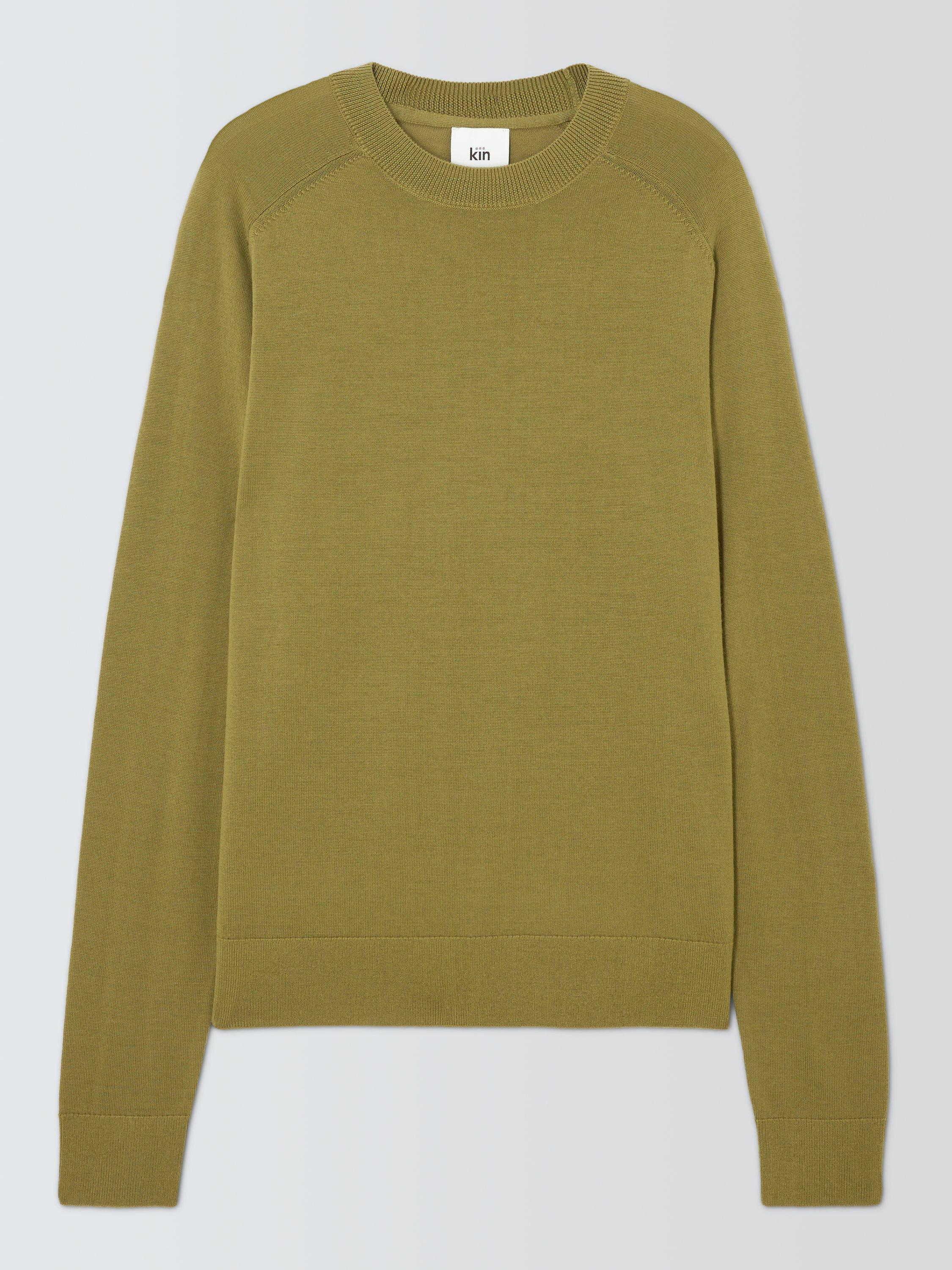 Product image 4 of 6, which shows Kin Merino Wool Saddle Neck Jumper, Dried Herb, S