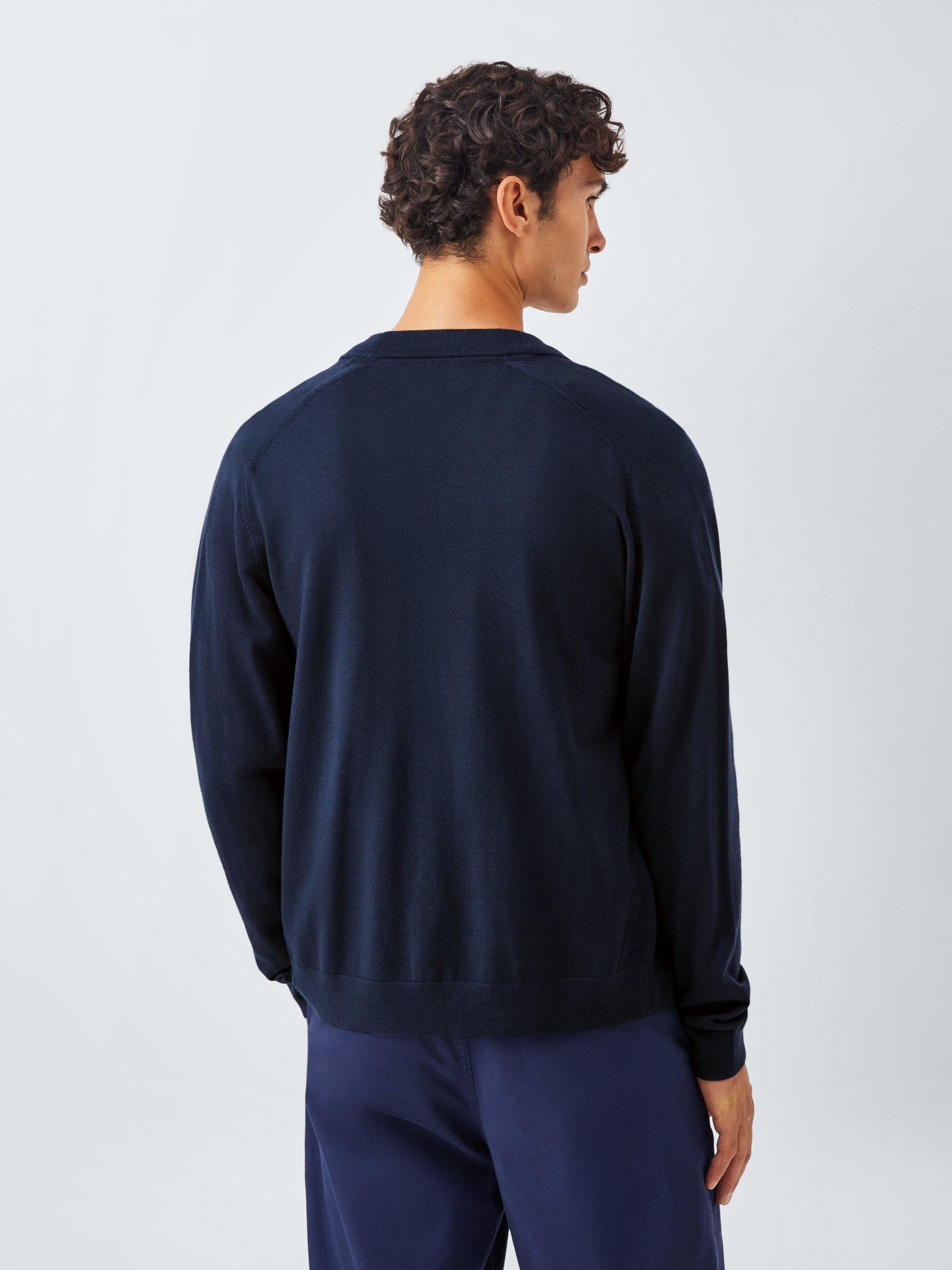 Product image 2 of 6, which shows Kin Merino Wool Saddle V-Neck Cardigan, Dark Sapphire, L
