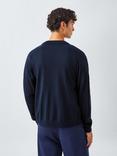 Kin Merino Wool Saddle V-Neck Cardigan, Dark Sapphire