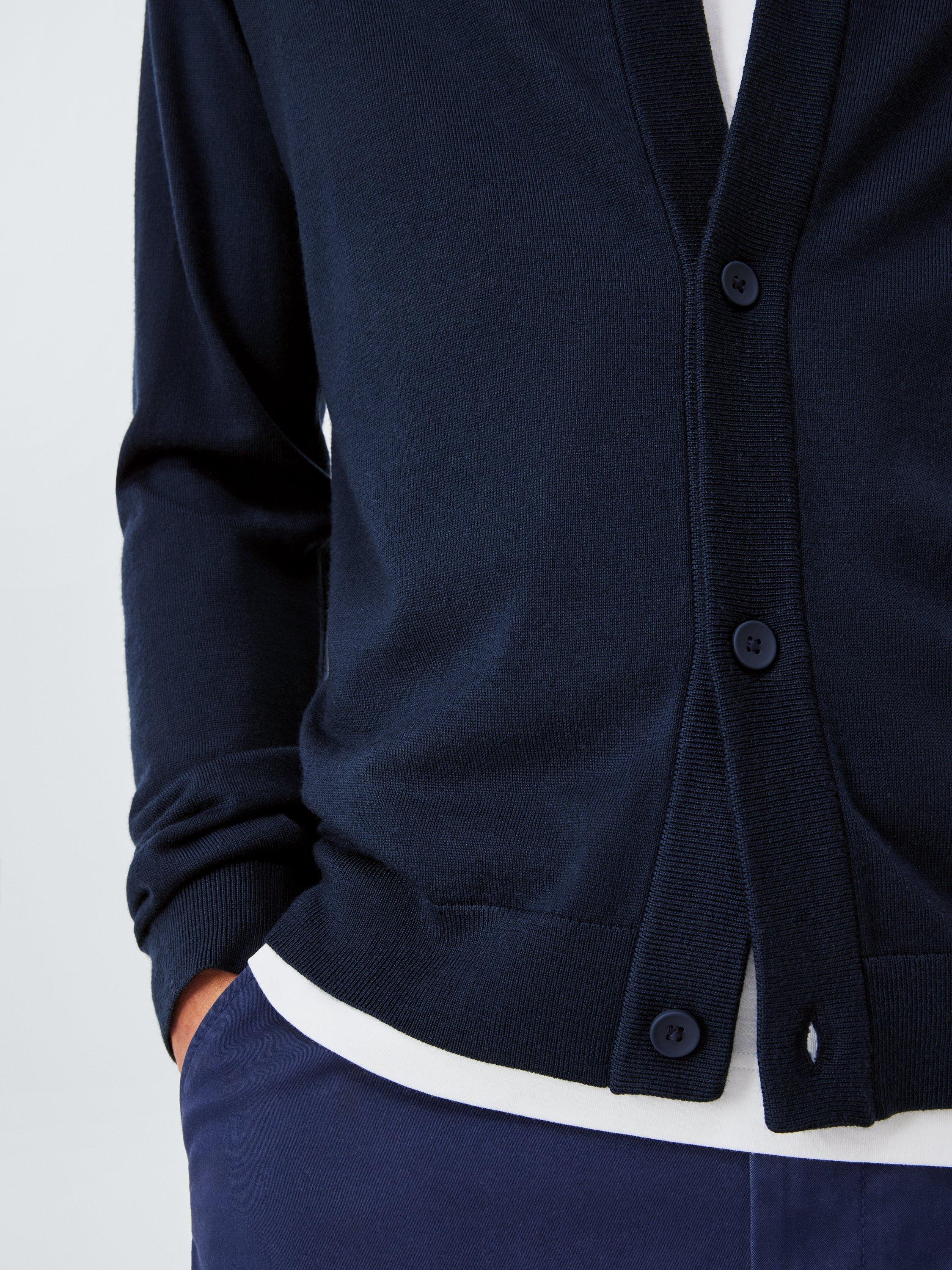 Product image 6 of 6, which shows Kin Merino Wool Saddle V-Neck Cardigan, Dark Sapphire, L