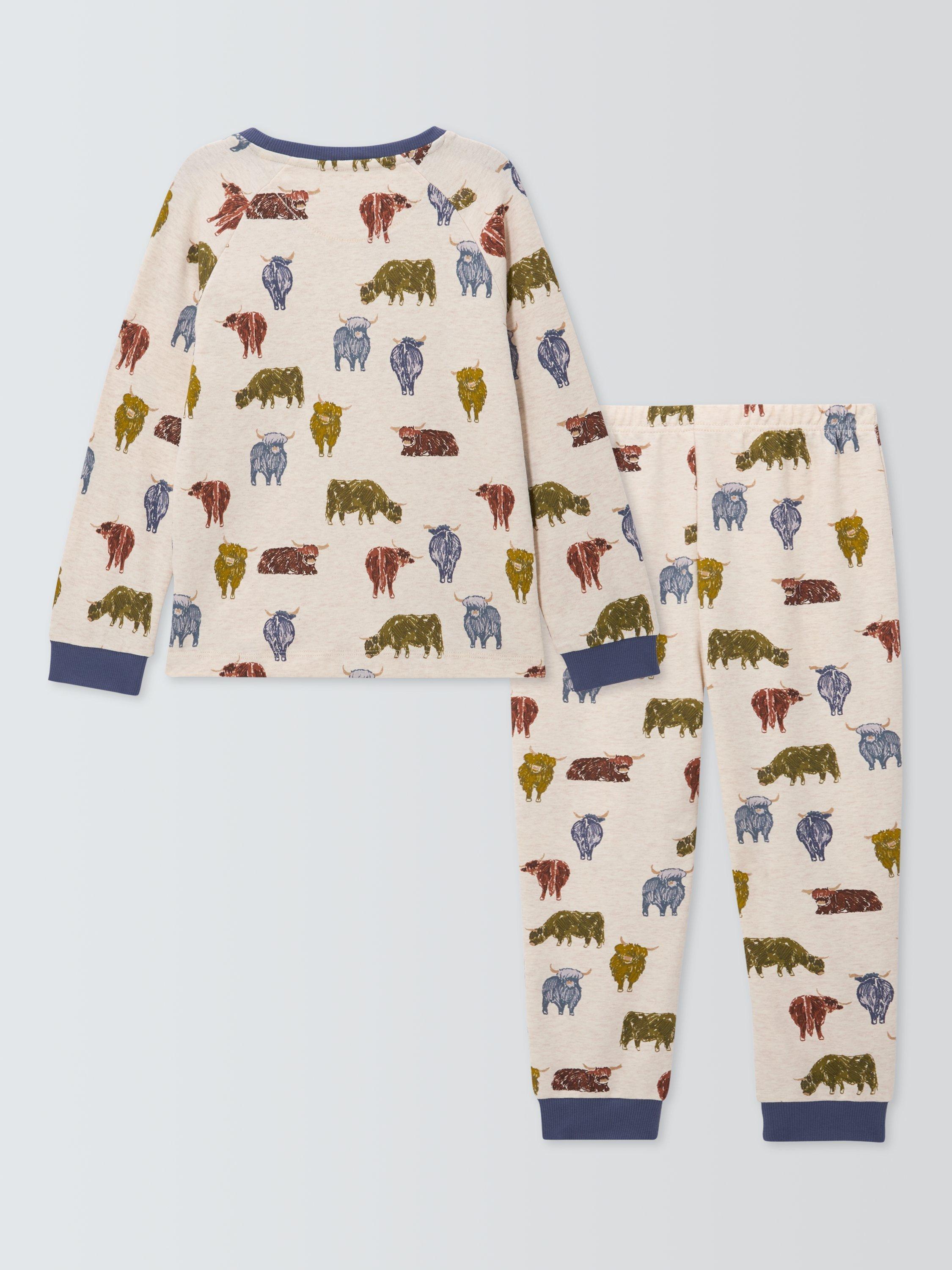 Product image 6 of 6, which shows John Lewis Kids' Highland Cow Pyjamas, Natural, 3 years