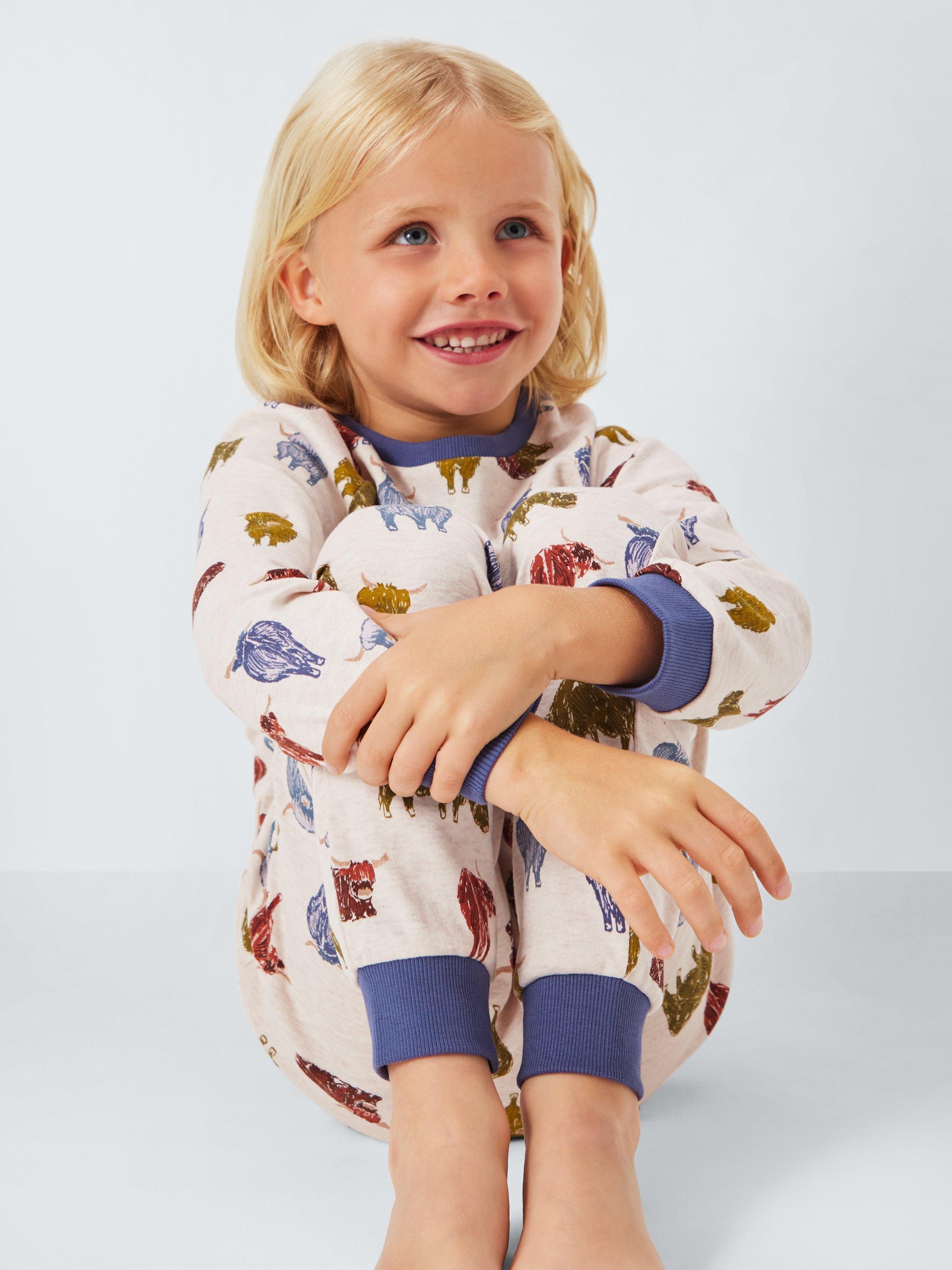 Product image 5 of 6, which shows John Lewis Kids' Highland Cow Pyjamas, Natural, 3 years