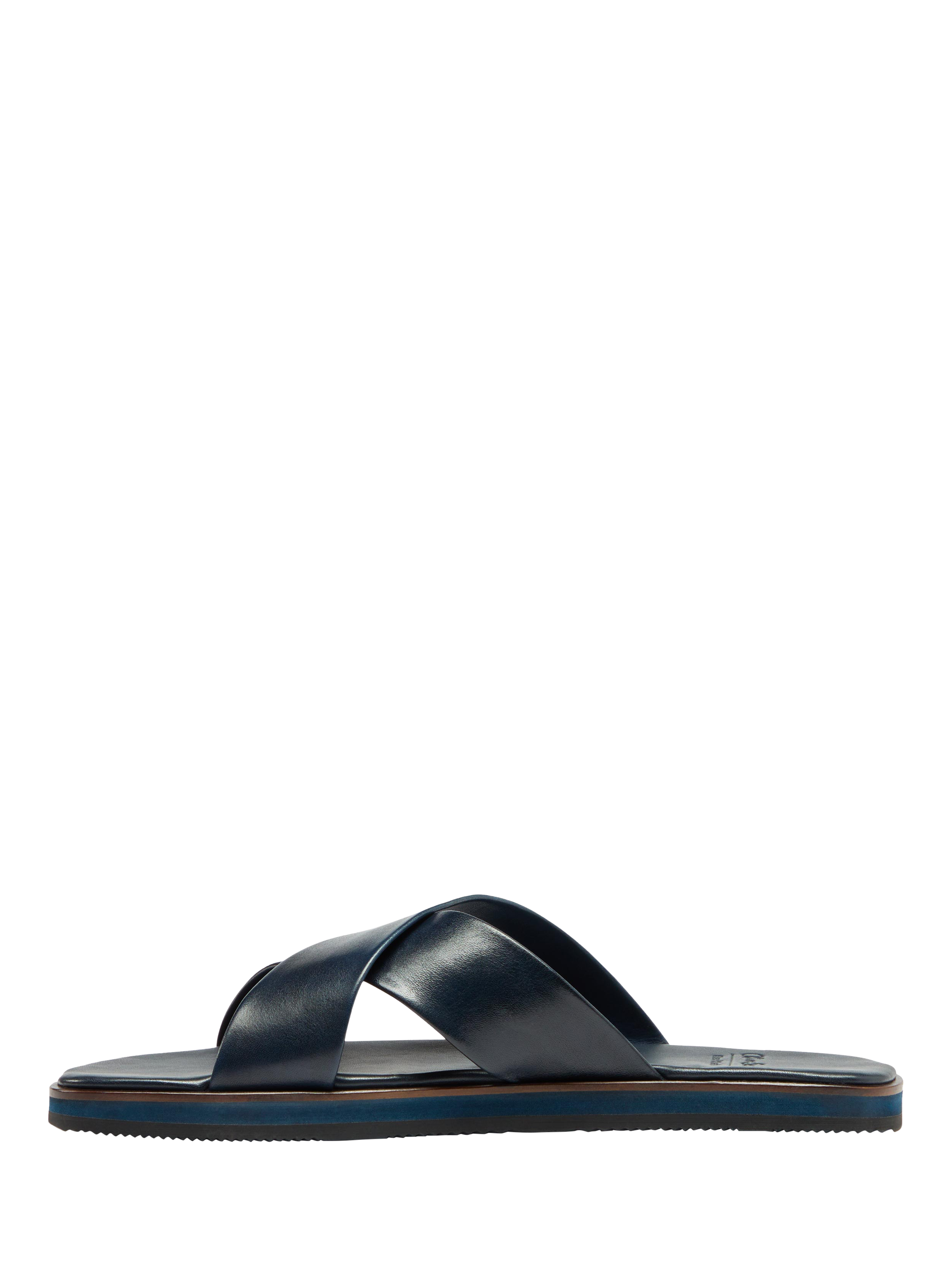 Product image 3 of 5, which shows Oliver Sweeney Chesil  Antiqued Leather Cross Over Footbed Sandals, Navy, 6