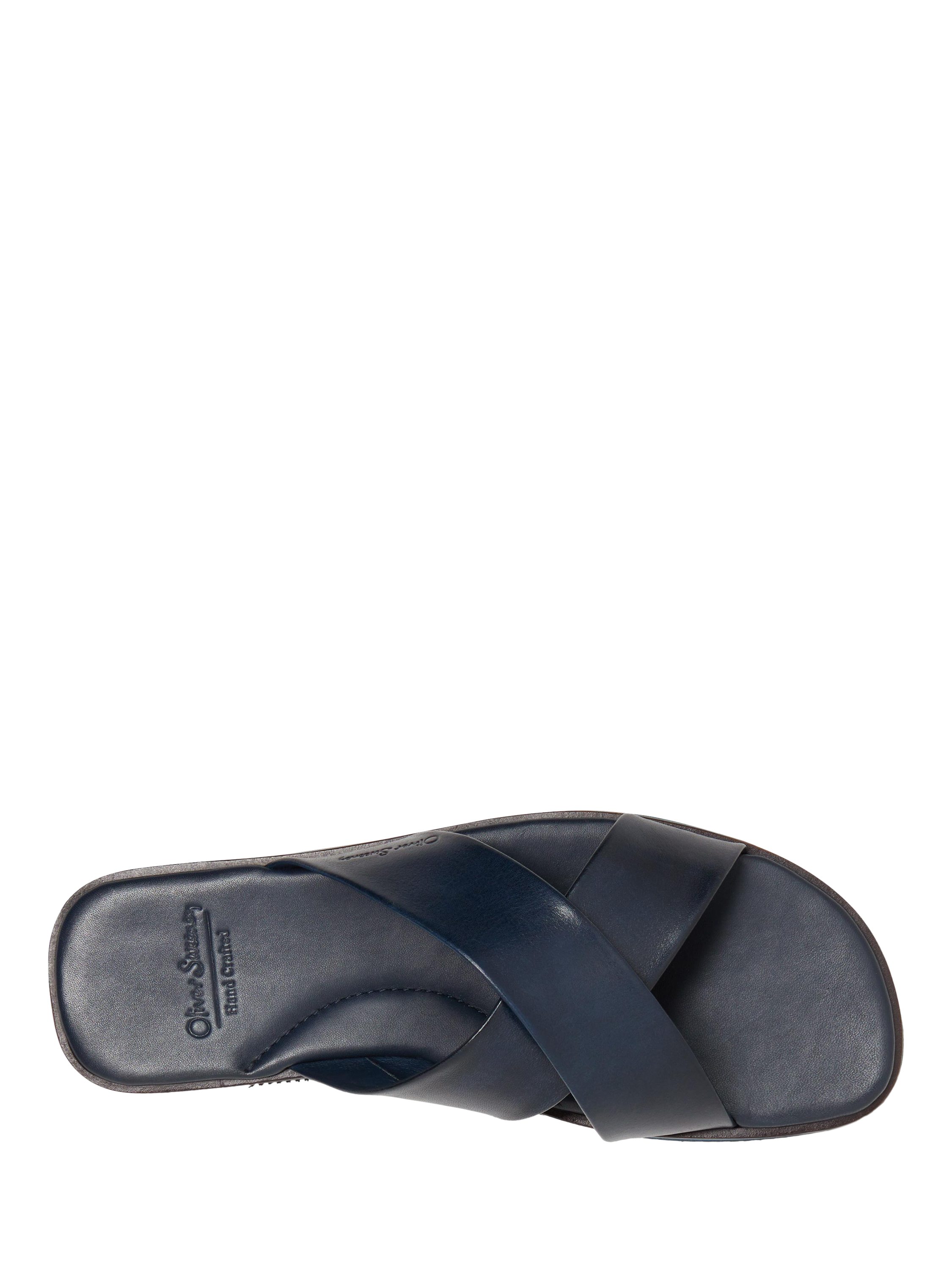 Product image 5 of 5, which shows Oliver Sweeney Chesil  Antiqued Leather Cross Over Footbed Sandals, Navy, 6