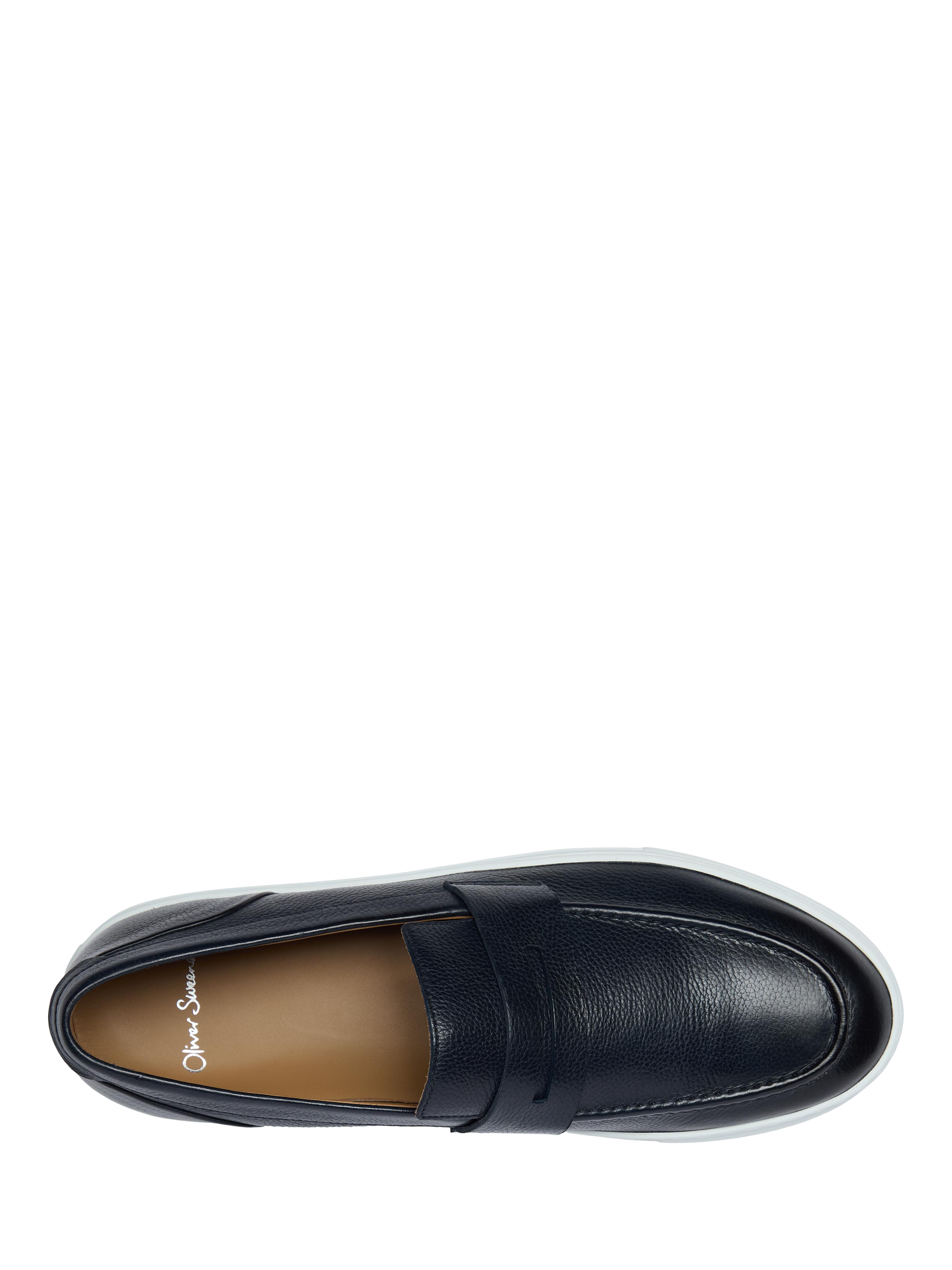 Product image 5 of 5, which shows Oliver Sweeney Amesbury Milled Leather Penny Loafers, Navy, 6