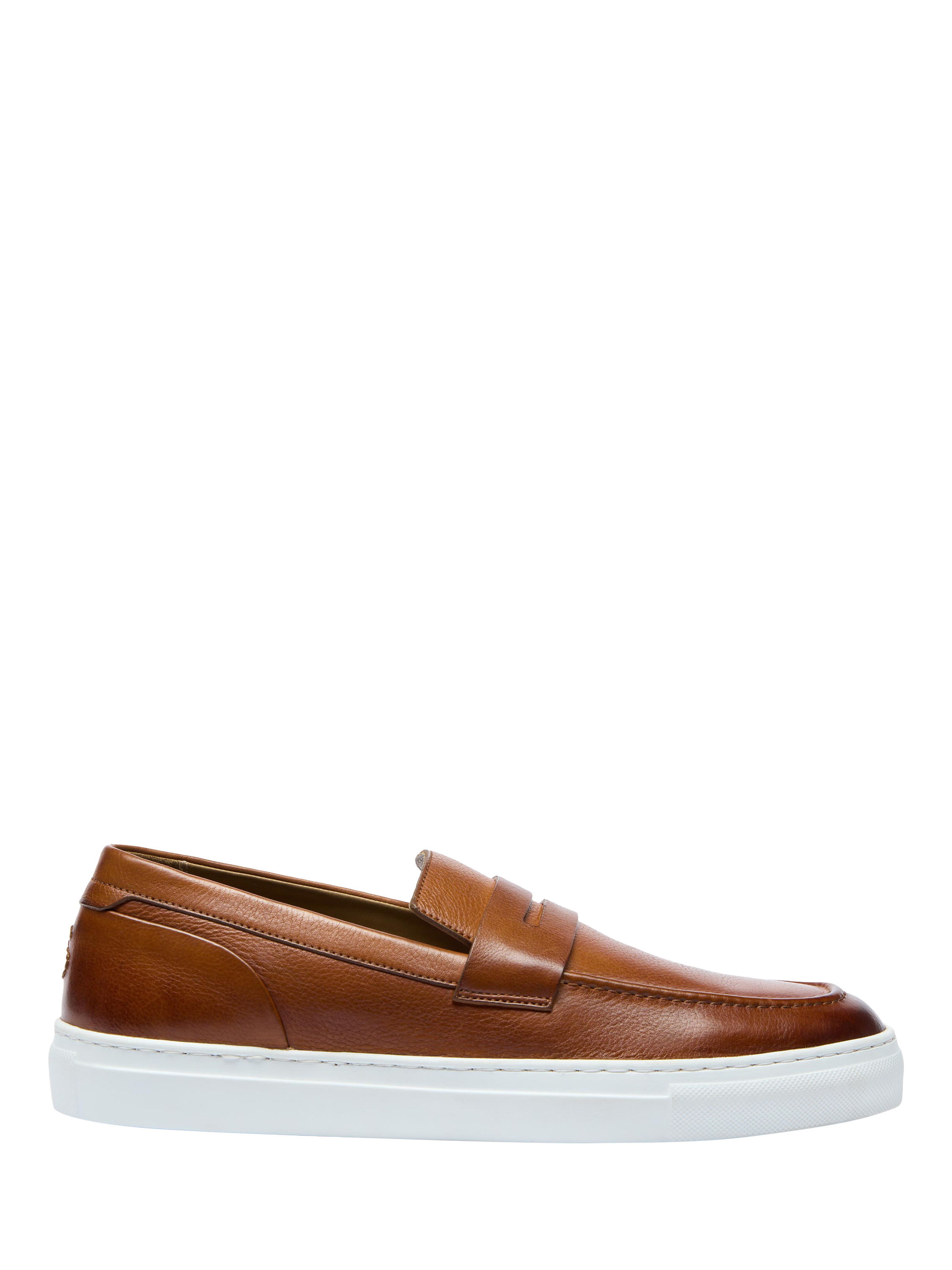 Product image 1 of 5, which shows Oliver Sweeney Amesbury Milled Leather Penny Loafers, Tan, 6